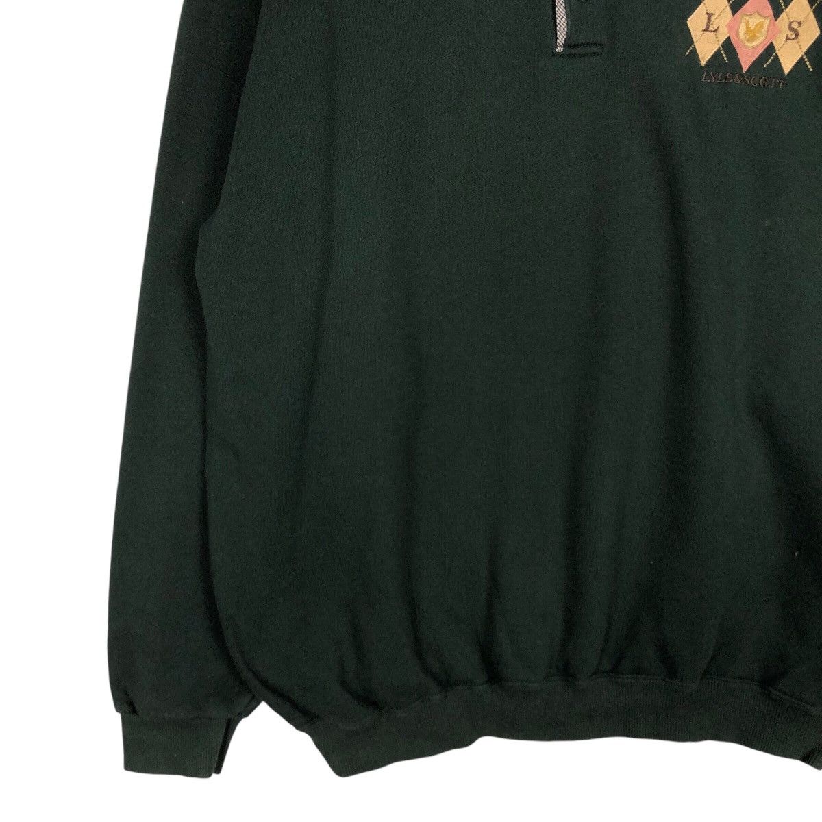 Lyle & Scott × Vintage Vintage Lyle & Scott Sweatshirt Jumper Button Up Green M Size US M / EU 48-50 / 2 - 3 Thumbnail
