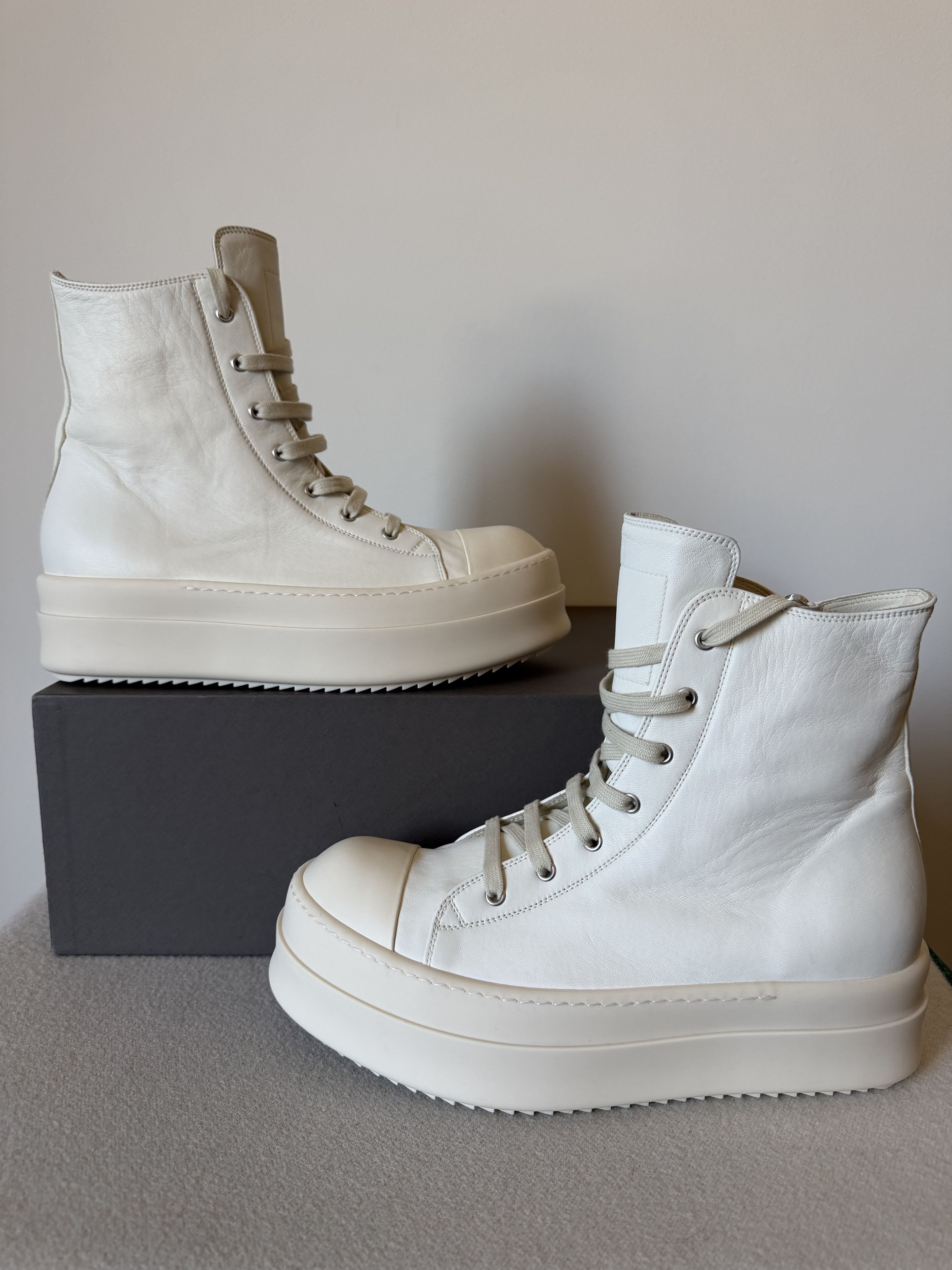 Rick Owens Rick Owens Mega Bumper Ramones in Milk White Leather Size US 11 / EU 44 - 2 Thumbnail