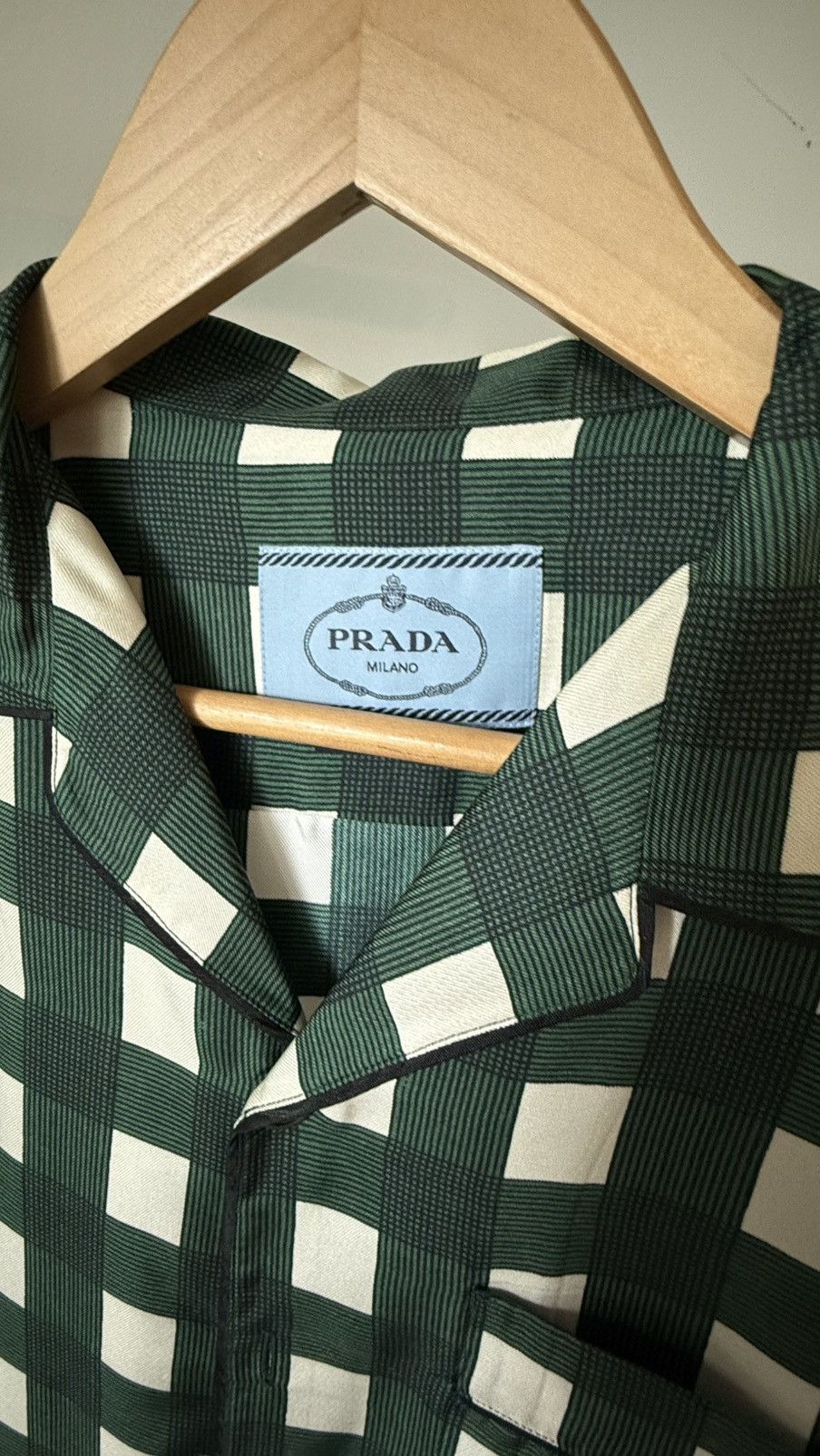 Prada Prada Mens Silk Checkered Short Sleeve Shirt Size US L / EU 52-54 / 3 - 5 Thumbnail