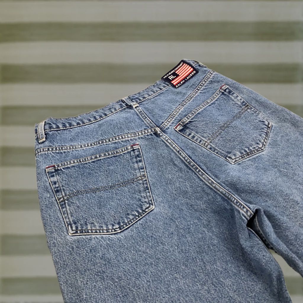 Polo Ralph Lauren VINTAGE Polo Ralph Lauren Denim Shorts Banner Flag 80s 90s Distressed Blue Polo Ralph Lauren Mens 33 34x11 34x11 Regular Inseam 11" Relaxed High Rise Size US S / EU 44-46 / 1 - 1 Thumbnail