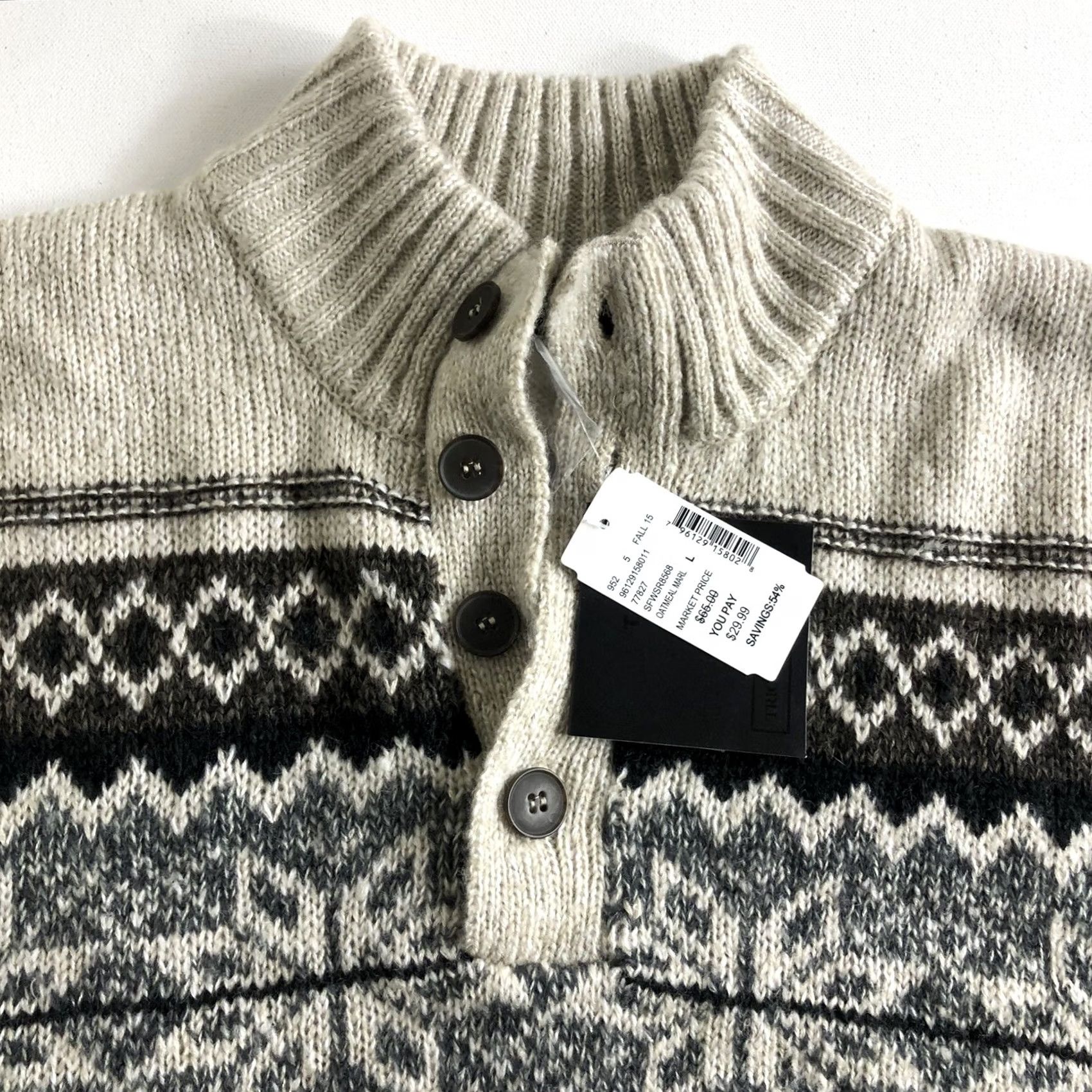Vintage Tricots St Raphael Fair Isle Print Sweater Size L Sherpa Neck Snowflake Men Size US L / EU 52-54 / 3 - 3 Thumbnail
