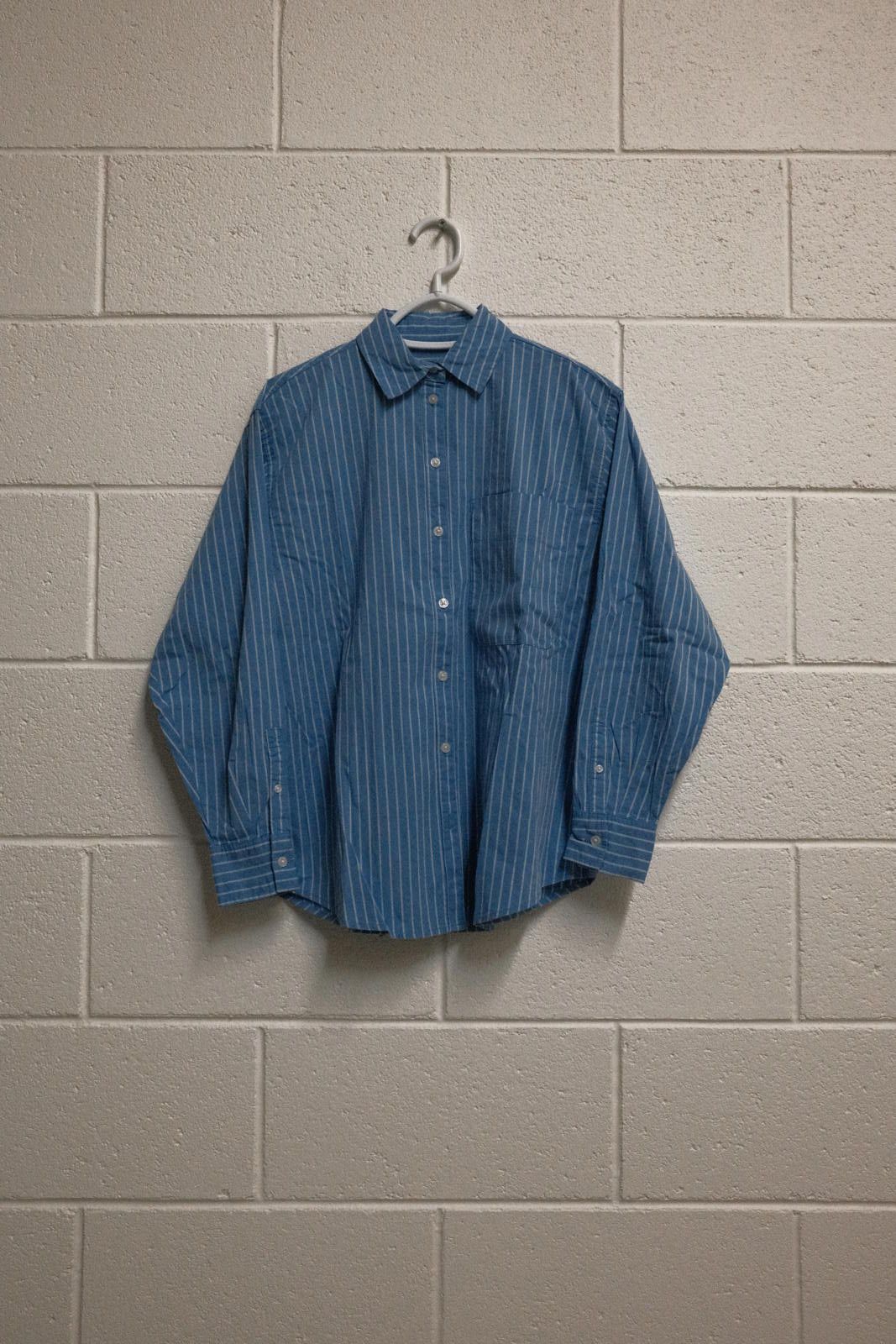 Unknown London Classic Blue Striped Button-Up Shirt Size US L / EU 52-54 / 3 - 2 Thumbnail