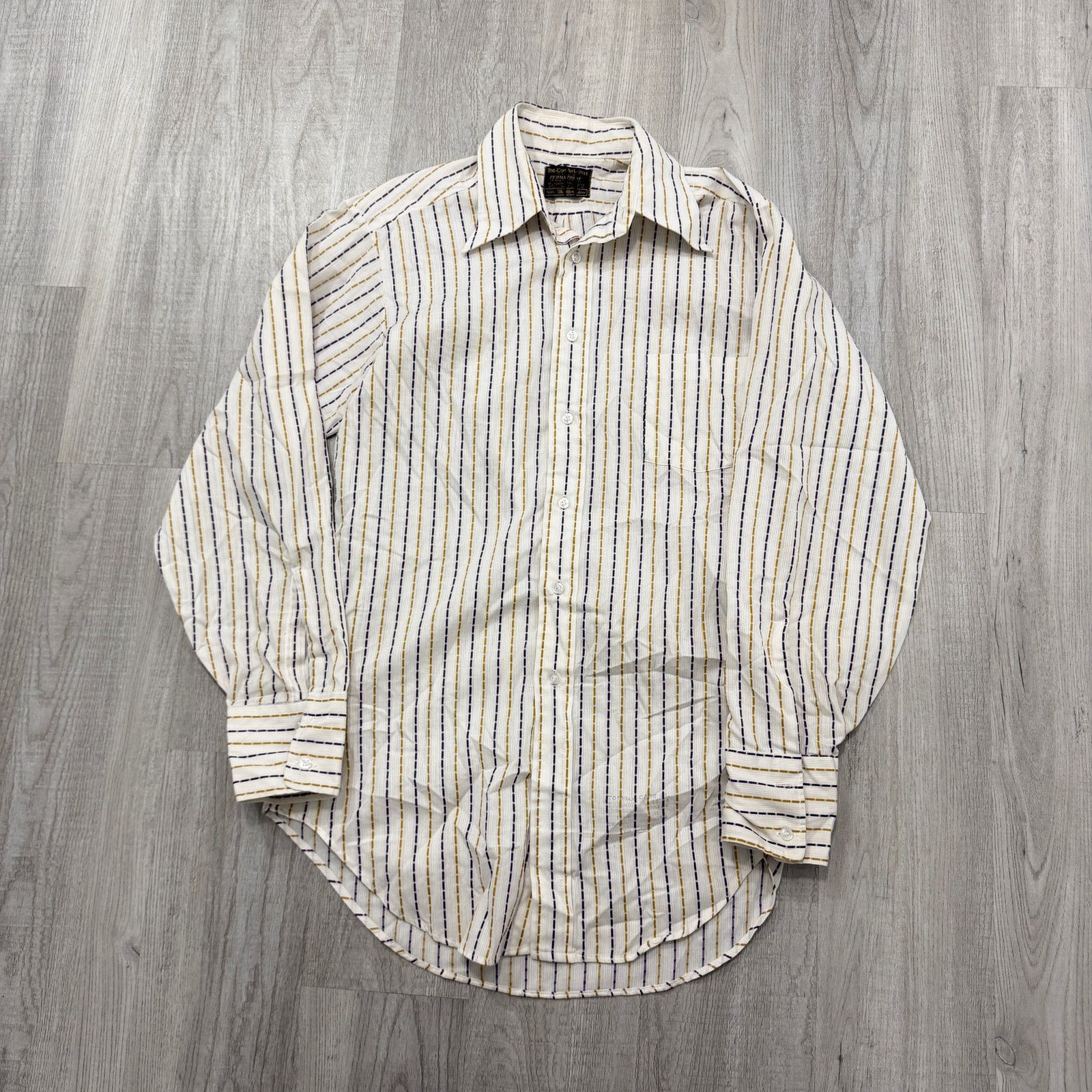 Vintage Vintage Sears The Comfort Shirt Men's XL White Yellow Purple Size US XL / EU 56 / 4 - 1 Thumbnail