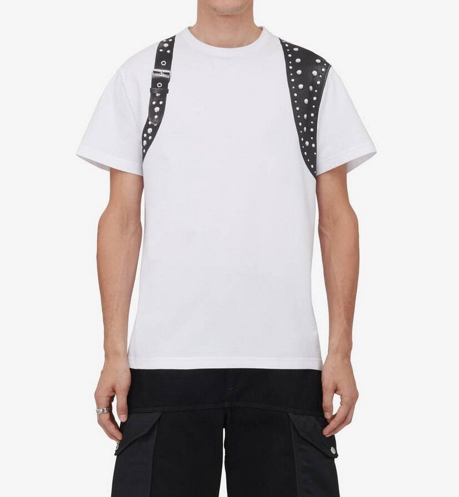 Alexander McQueen ALEXANDER MCQUEEN white Stud Harness t-shirt Medium q Size US M / EU 48-50 / 2 - 2 Thumbnail
