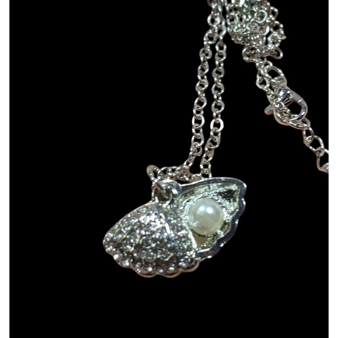 Other Mermaidcore Glam Opening Shell Rhinestone Pendant Necklace W Size ONE SIZE - 3 Thumbnail