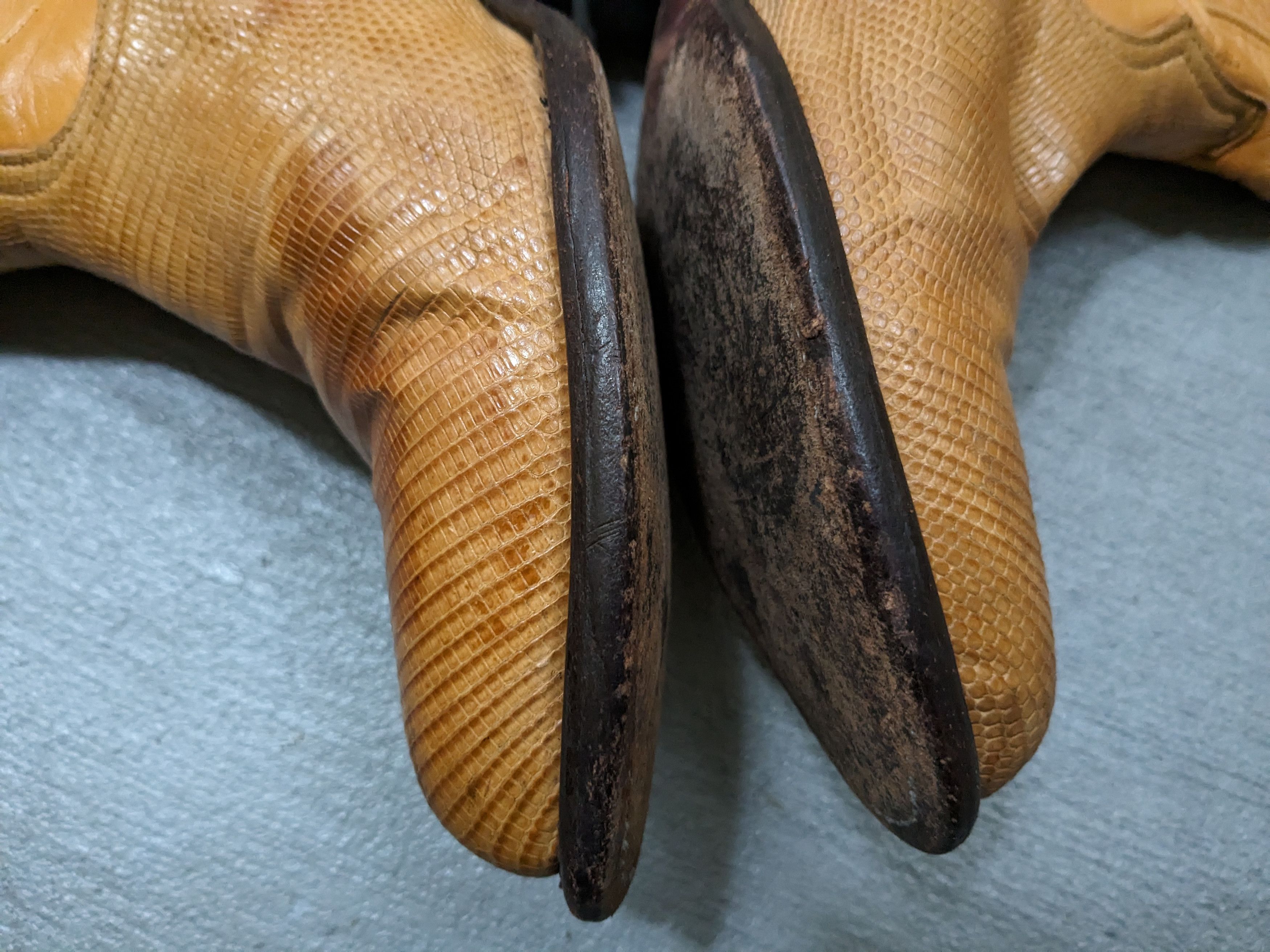 Genuine Leather Vintage Cowboy Boots Yellow Lizard 8 Wide Leather USA Size US 8 / EU 41 - 9 Thumbnail