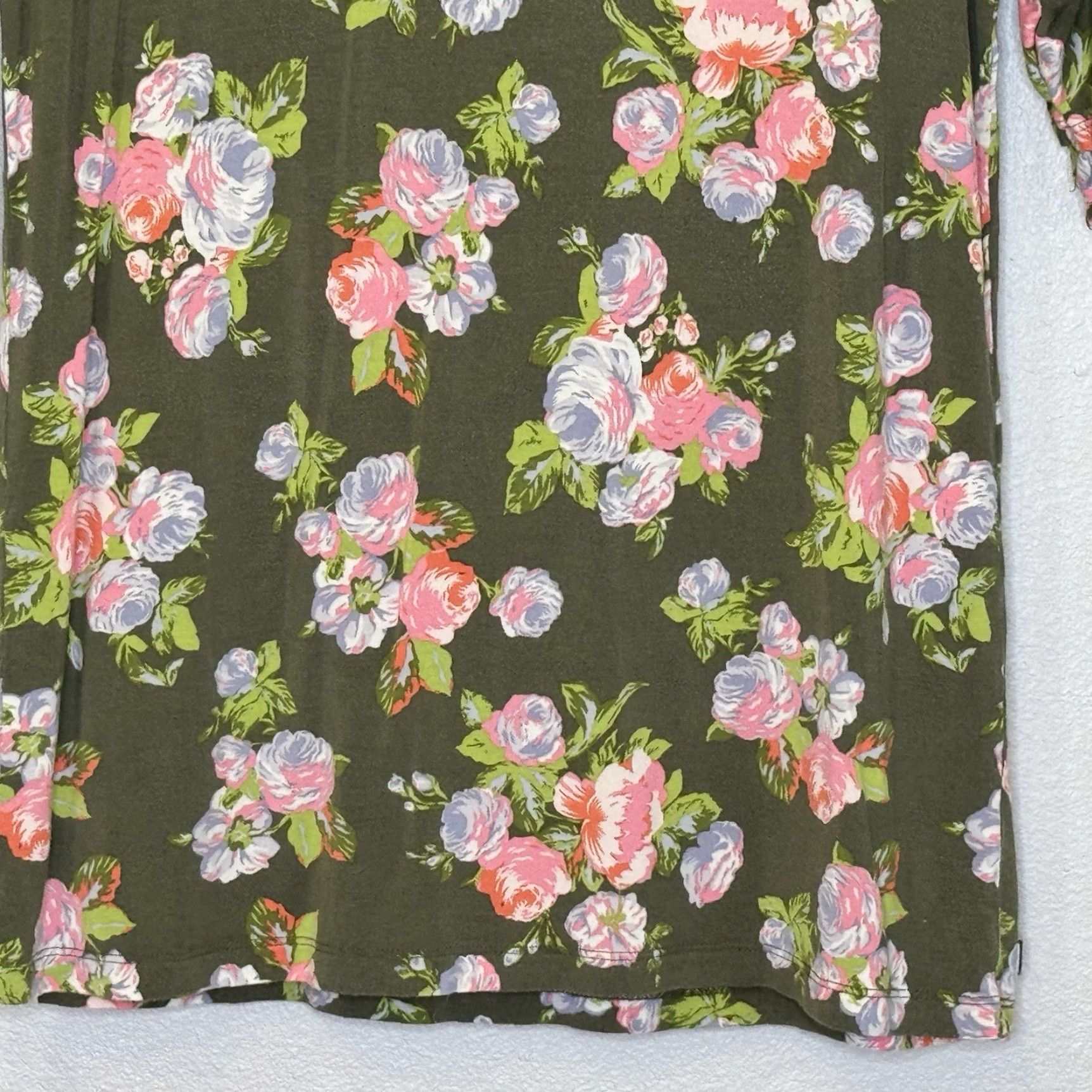 Vintage Matilda Jane Womens Top Small Flouncy Poet Short Ruffle Sleeve Lets Go Together Green Floral Print Round Neck Stretch Size S / US 4 / IT 40 - 4 Thumbnail