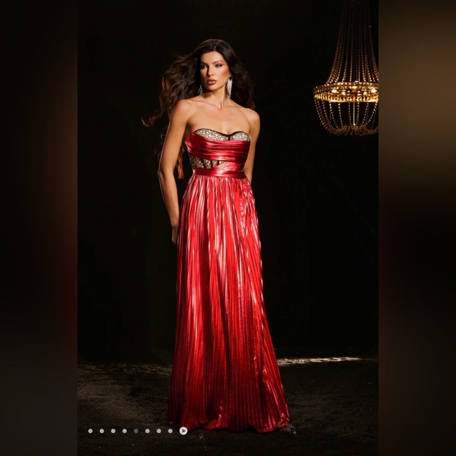 Other New Y2K Elegant Red Silk Strapless Evening Gown size S Size S / US 4 / IT 40 - 5 Thumbnail