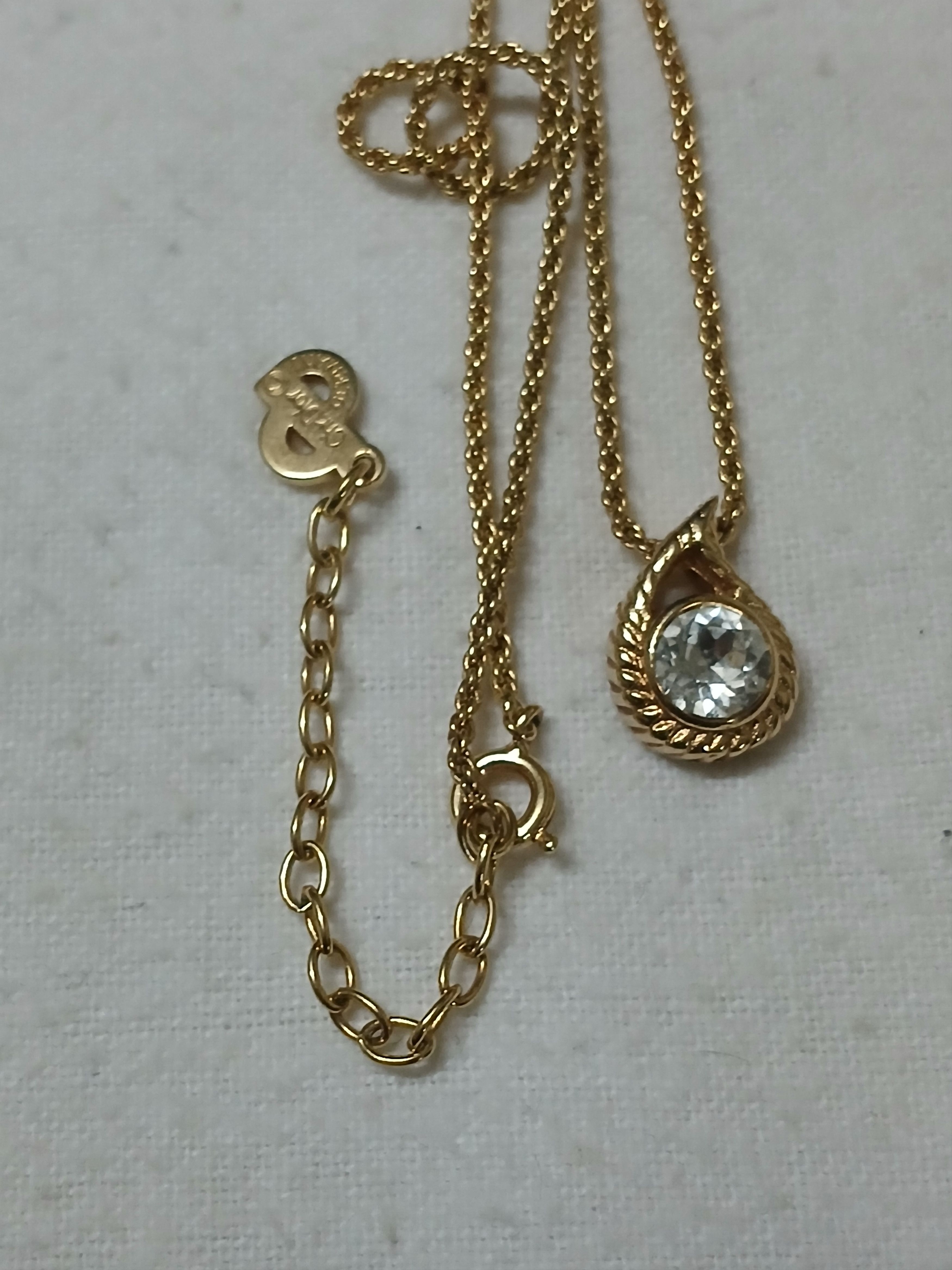 Christian Dior Magatama Rhinestone pendant necklace