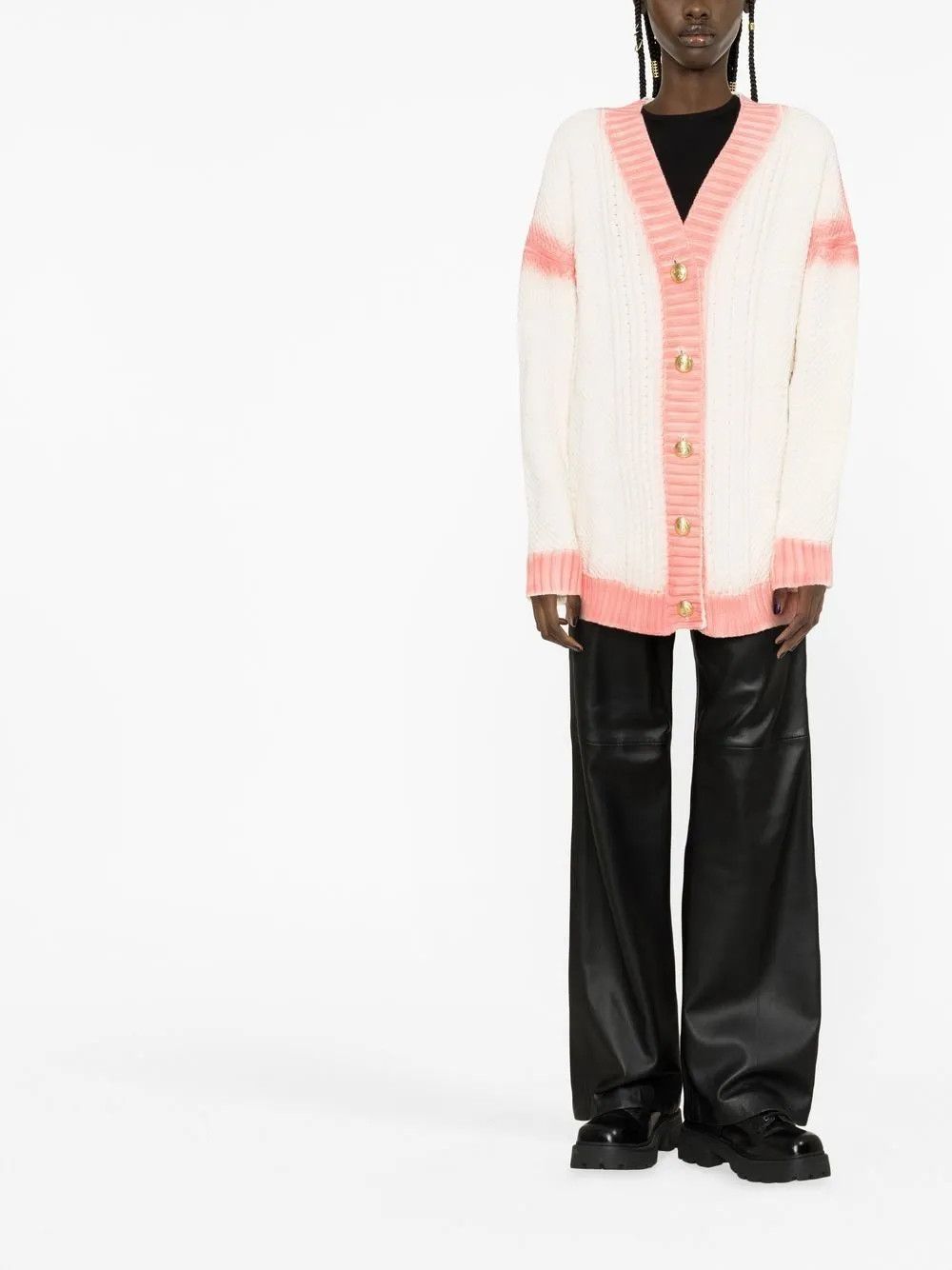 Palm Angels o1y1125 Cardigan in Ivory/Pink Size S / US 4 / IT 40 - 2 Thumbnail