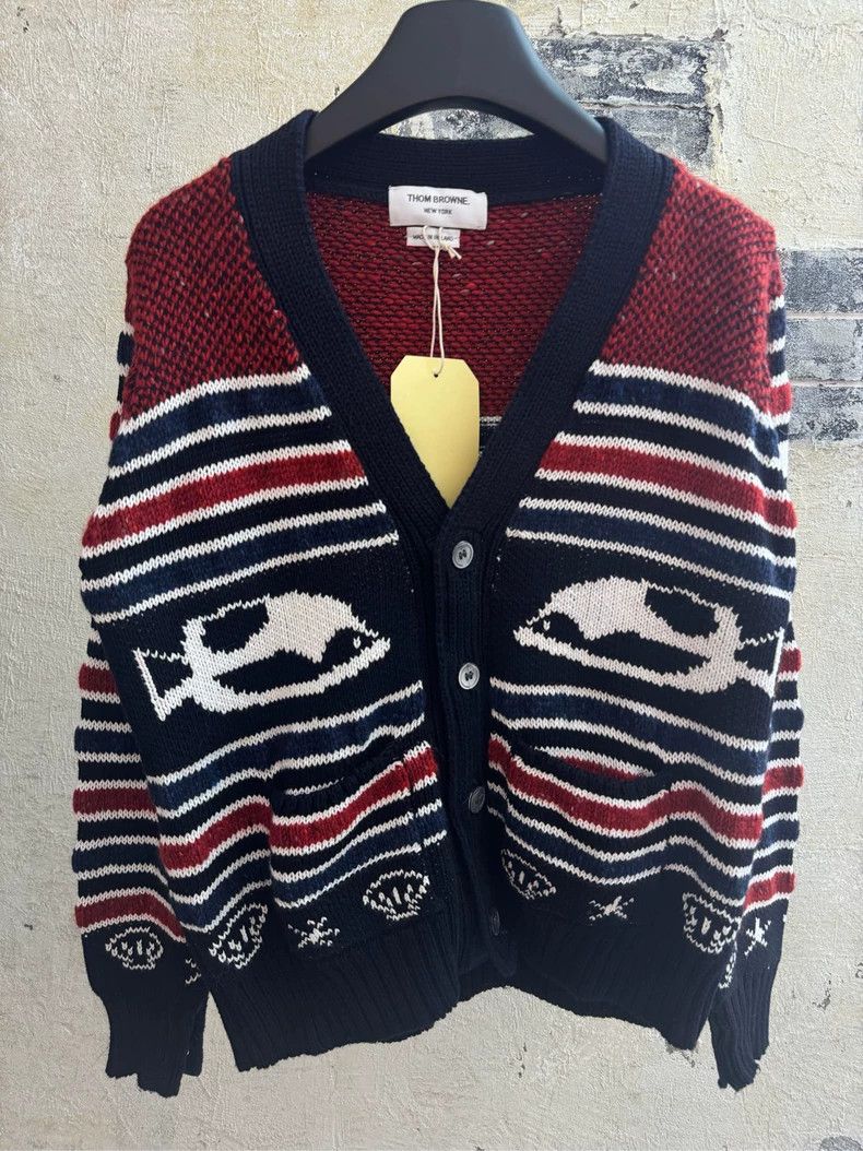 Thom Browne Thom Browne Plaid striped V-neck knit cardigan Size US M / EU 48-50 / 2 - 1 Thumbnail