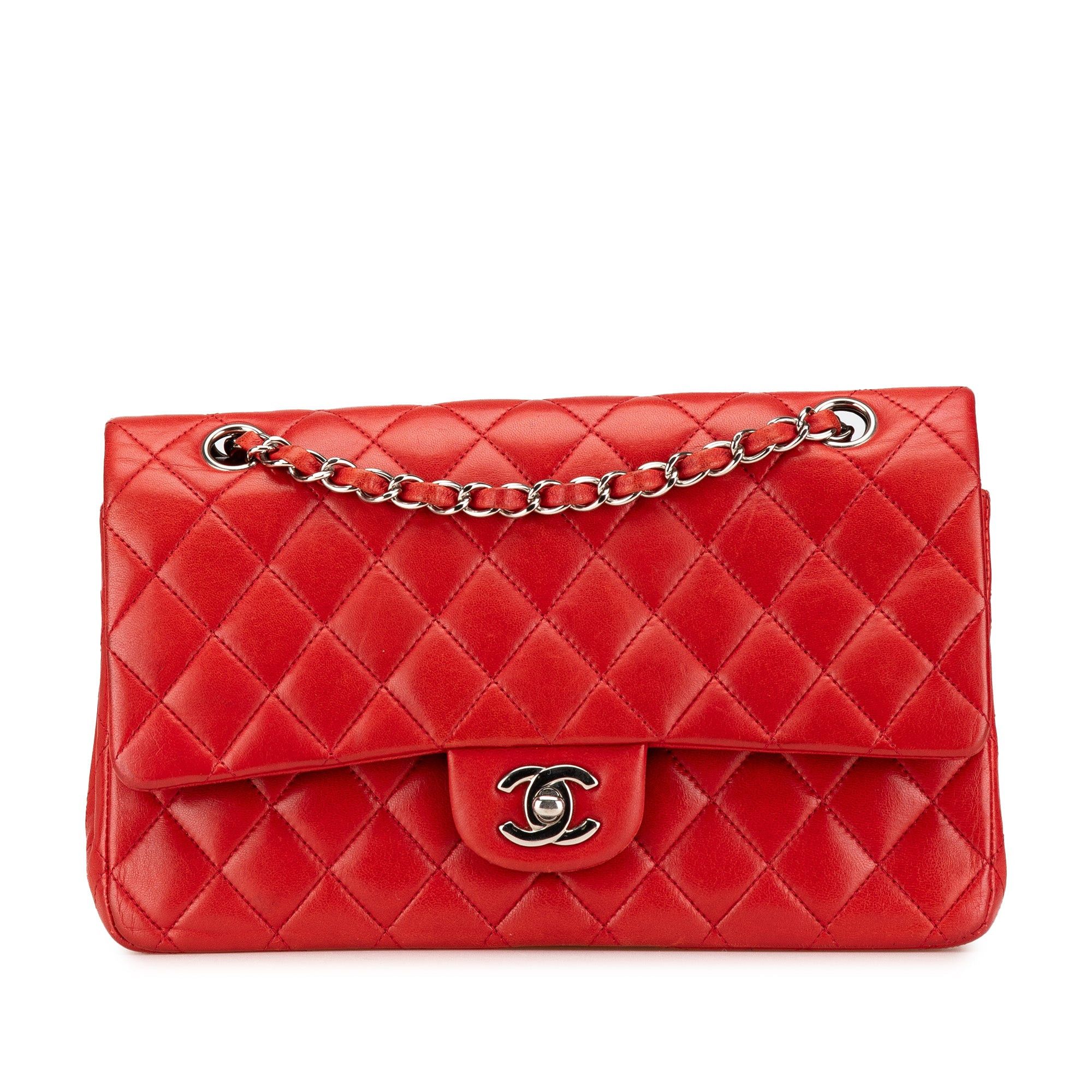 Chanel Chanel Medium Classic Lambskin Double Flap Red Size ONE SIZE - 1 Thumbnail