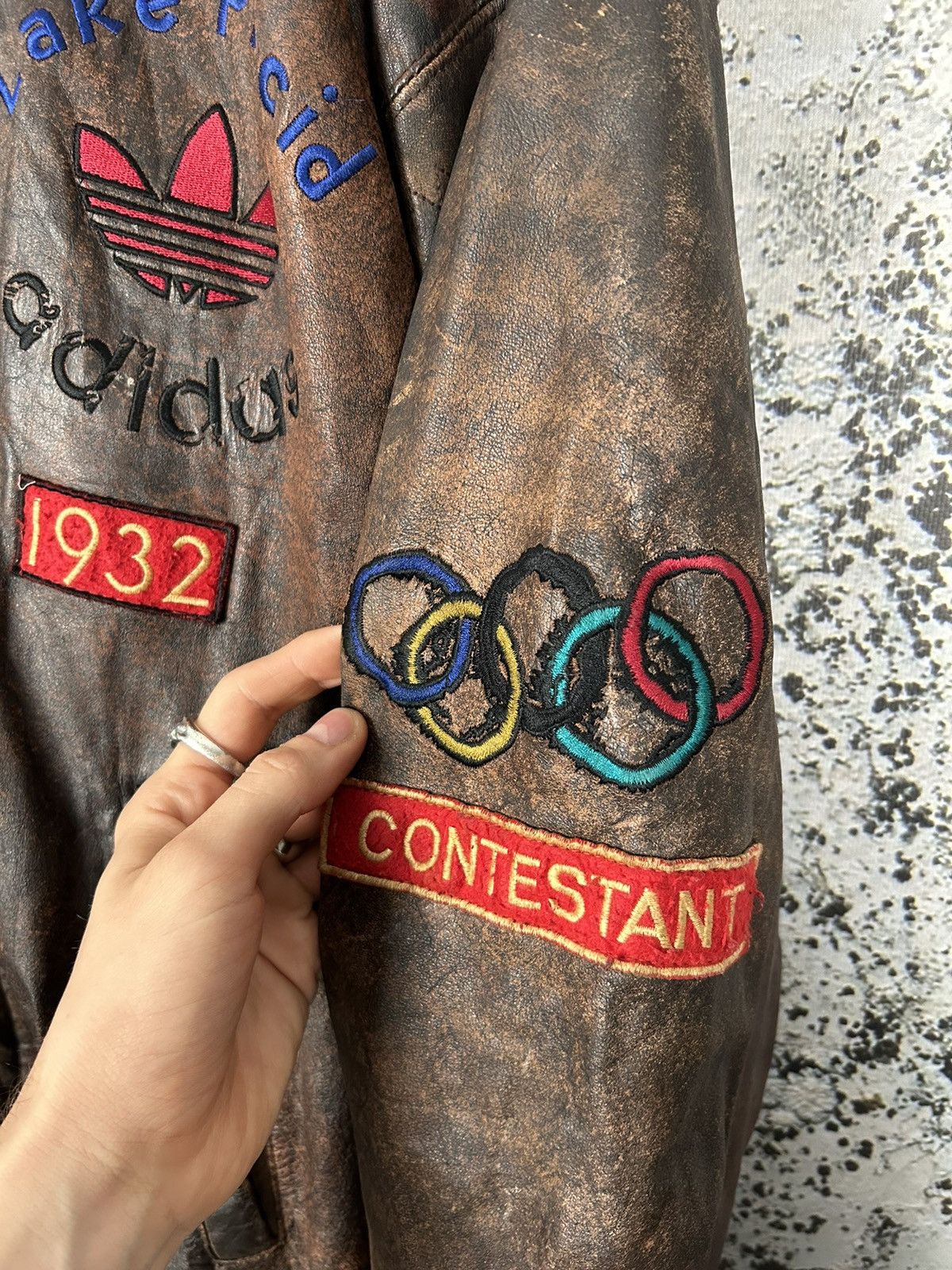 Adidas Vintage Adidas Lake Placid Olympic Games 1932 Leather Jacket Size US L / EU 52-54 / 3 - 7 Thumbnail