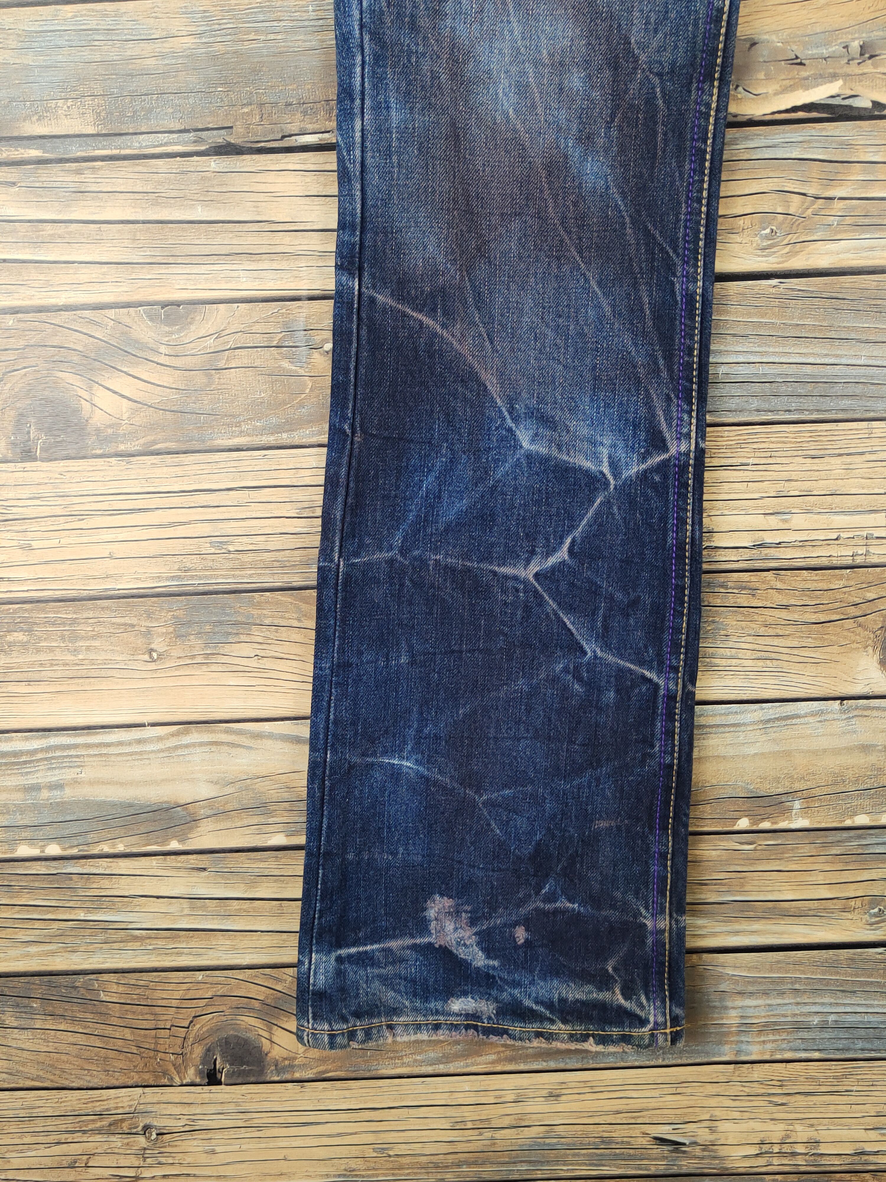 Japanese Brand Midas 9 Dark Blue thunder Distressed Ripped Jeans #W1067 Size 30" / US 8 / IT 44 - 4 Thumbnail