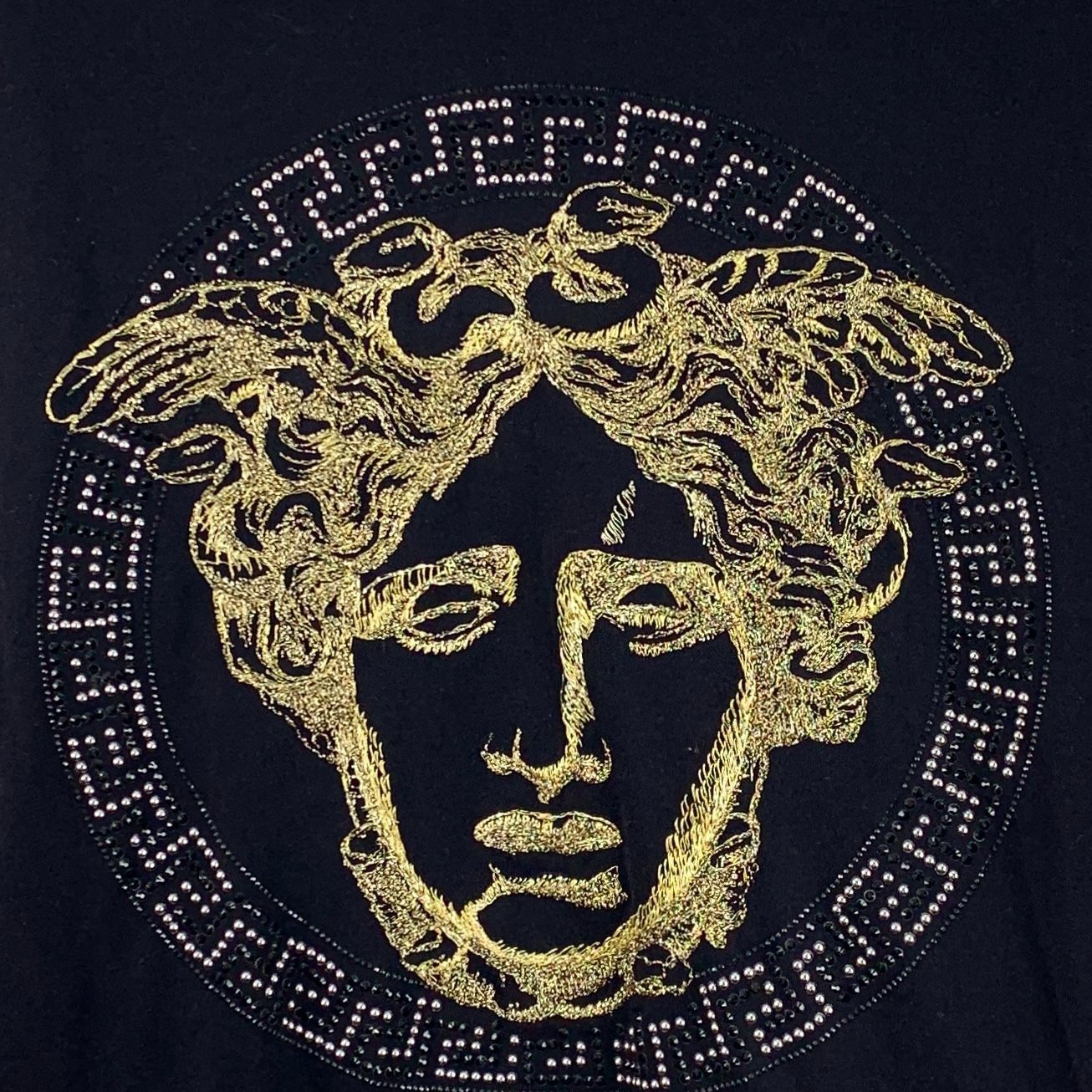 Versace Versace Black Embroidered & Beaded Medusa Head Cotton Round- Size XXL / US 16-18 / IT 52-54 - 6 Thumbnail