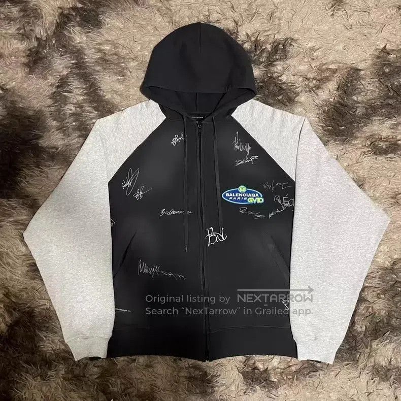 Balenciaga Balenciaga Doodle Signature Letter Raglan Sleeve Hooded Zi Size US L / EU 52-54 / 3 - 1 Thumbnail