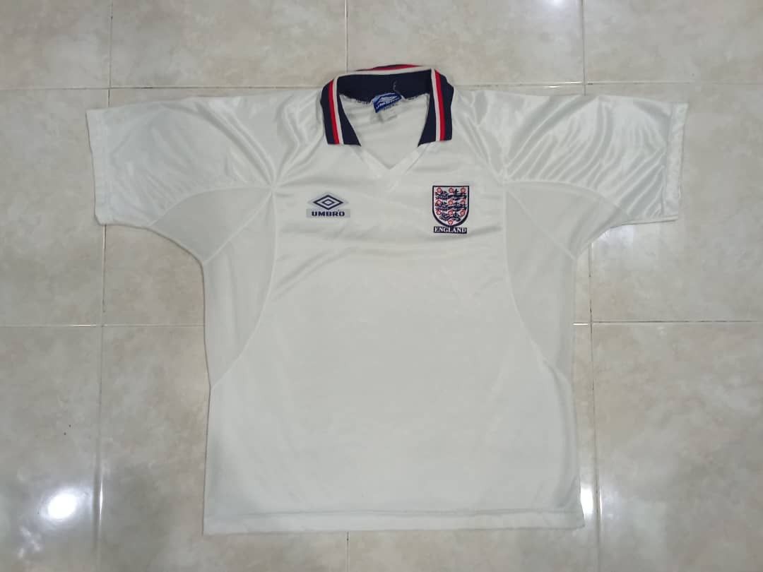 image of Vintage England National Football Team 1993 1995 Jersey in White, Men's (Size XL)