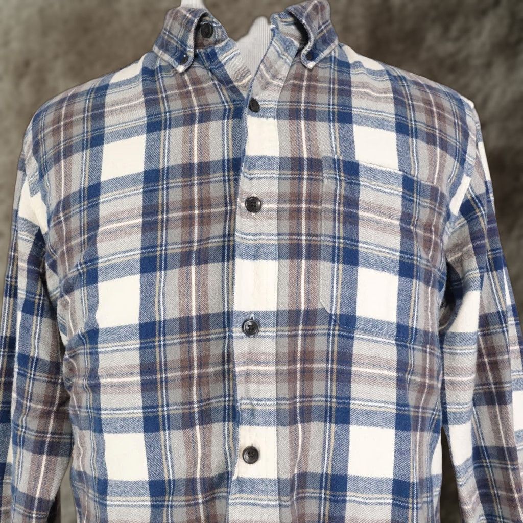 Vintage L.L. Bean Vintage Flannel Shirt Mens Large Blue Brown Plaid Button-Down Traditional Fit Size US L / EU 52-54 / 3 - 1 Thumbnail