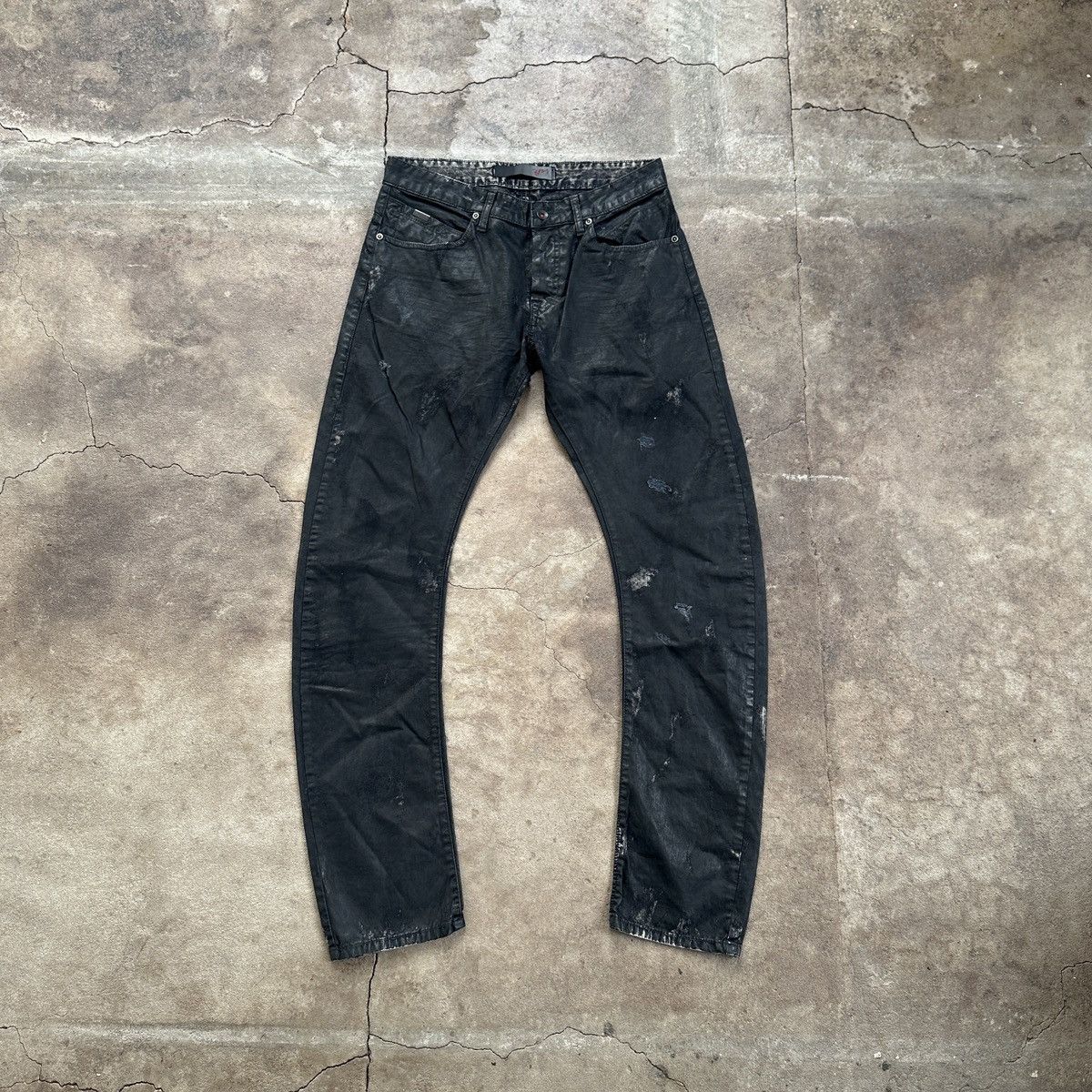 image of Archival Clothing x Avant Garde Archive Bray Jeans Detroit Waxed Denim in Black, Men's (Size 33)