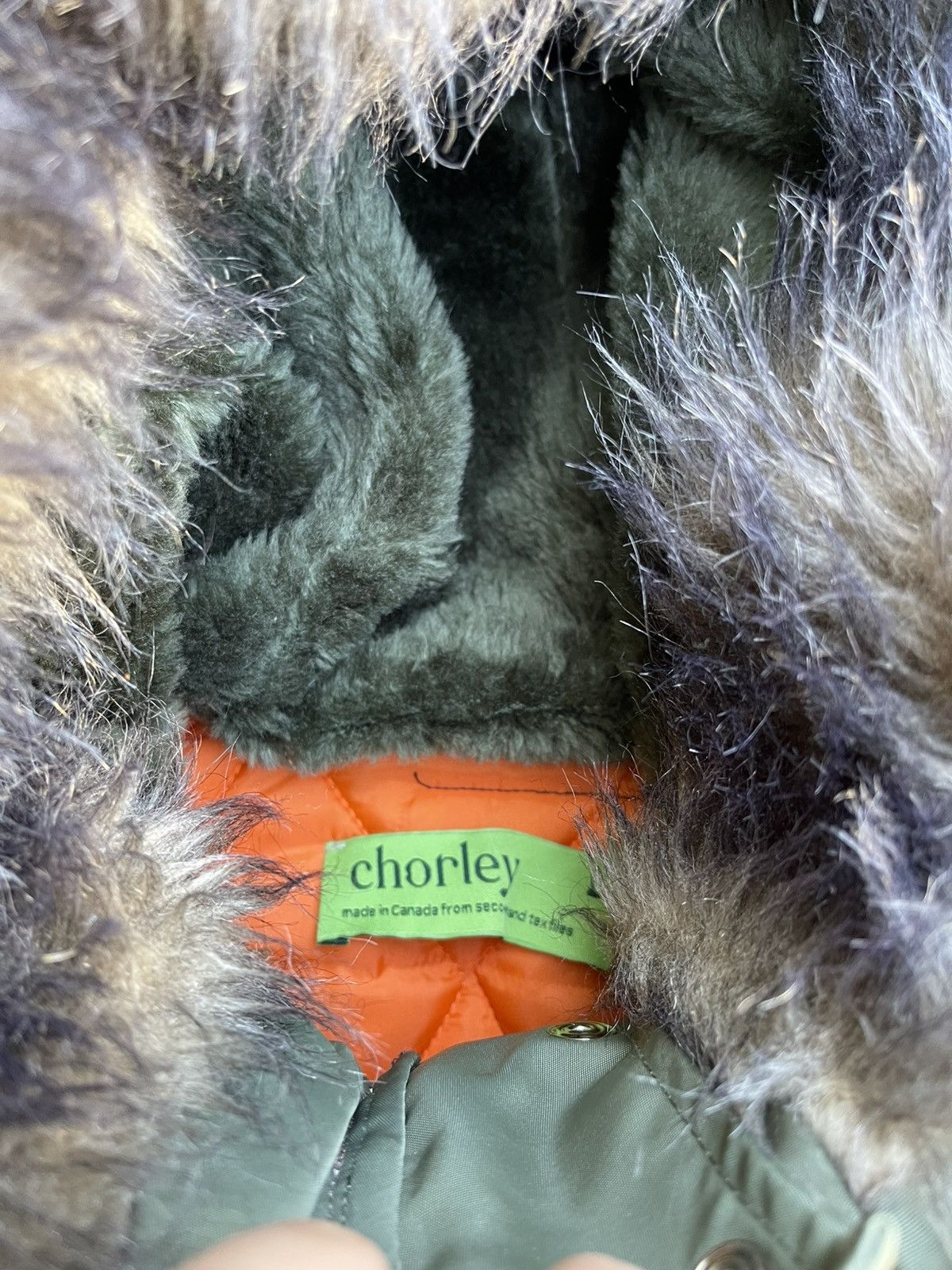 Chorley Deconstructed faux fur olive hooded bomber jacket reworked Size US L / EU 52-54 / 3 - 3 Thumbnail