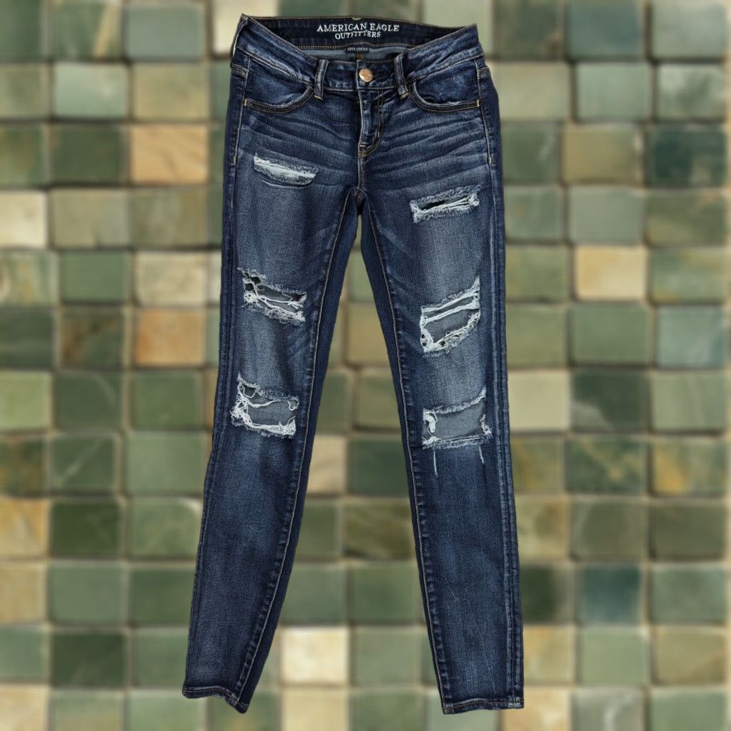 American Eagle Outfitters VINTAGE? No — American Eagle Jeans Jegging Dark Wash 4 Womens Slim Stretch 5-Pocket Denim M5J Size 27" / US 4 / IT 40 - 1 Thumbnail