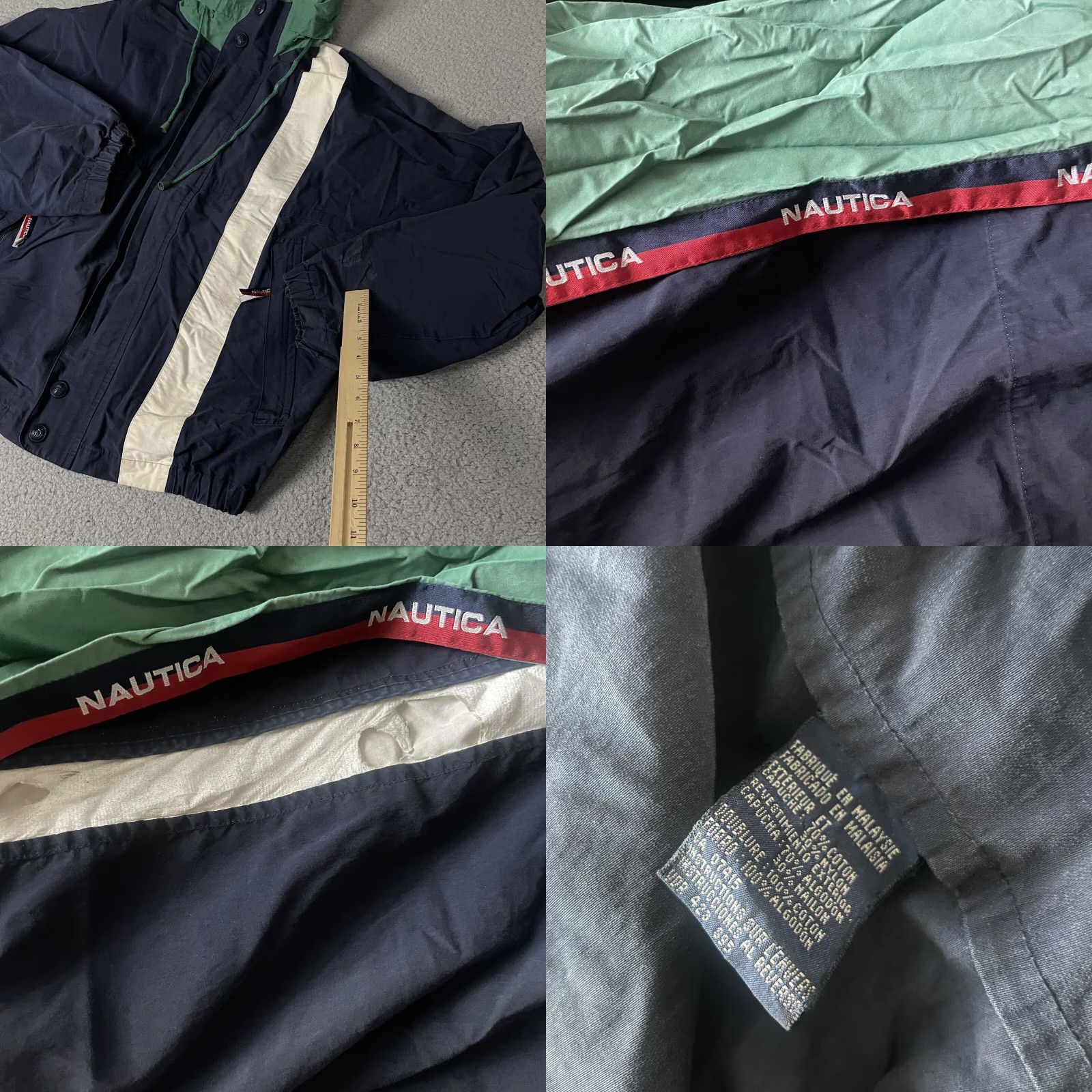 Nautica VINTAGE Nautica Jacket Mens L Blue Bomber Full Zip Hooded Retro Distressed L Size US L / EU 52-54 / 3 - 9 Thumbnail