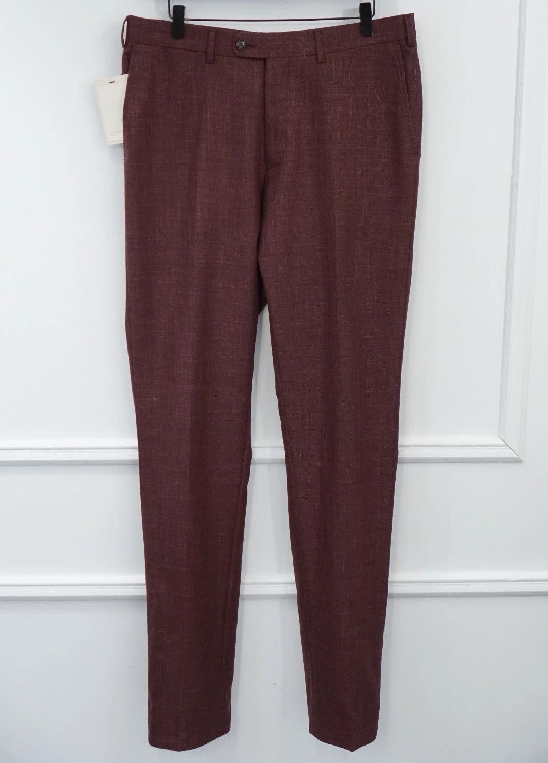Suitsupply Men Suitsupply Pants Burgundy Red Wool Silk Linen UK/US40L Size 40L - 1 Thumbnail