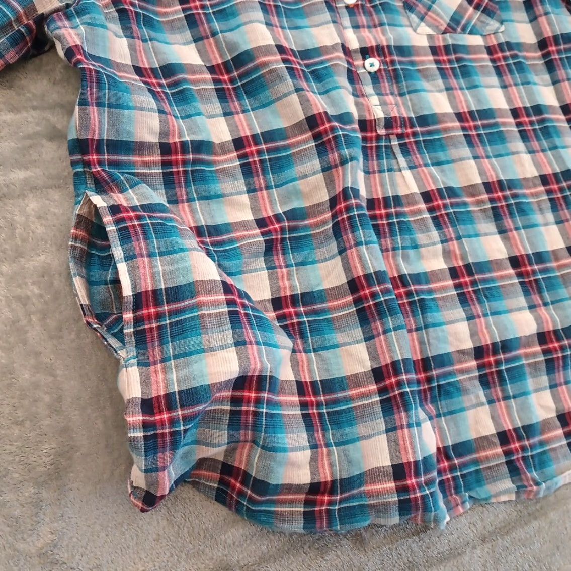 Prana prAna Shirt Womens Medium Blue Plaid Long Sleeve Half Button Pullover Size M / US 6-8 / IT 42-44 - 4 Thumbnail