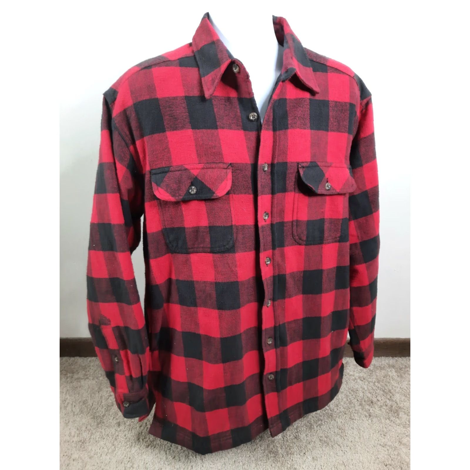 Vintage VINTAGE Hazel Creek Shirt Coat Jacket Quilted Lined Red Plaid Flannel Cotton Large LT Men Big & Tall Casual Outdoors Enduring Comfort Mens Size US L / EU 52-54 / 3 - 7 Thumbnail