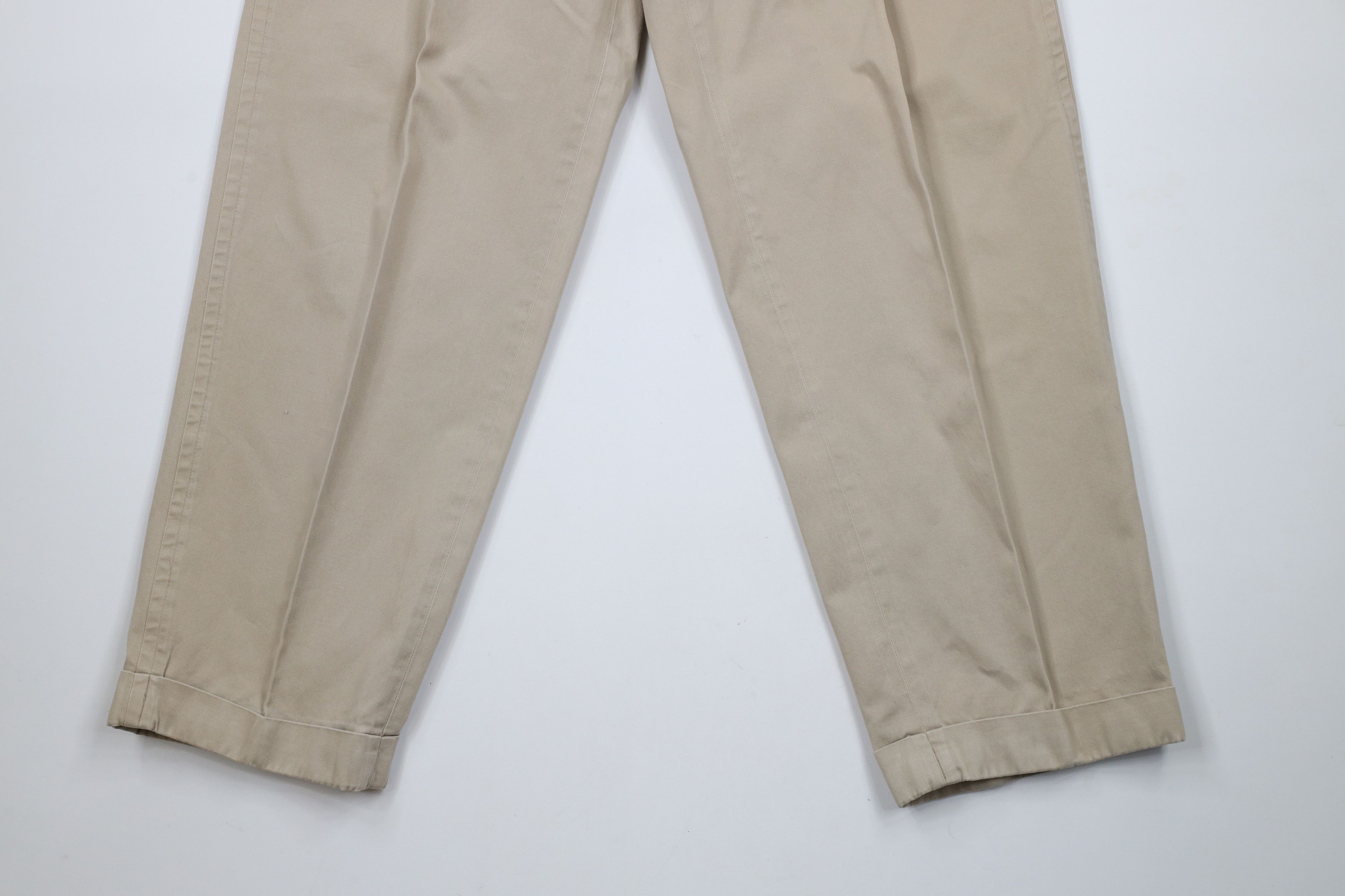 Nautica × Vintage Vintage 90s Nautica Pleated Cuffed Chino Pants Beige Cotton Size US 34 / EU 50 - 4 Thumbnail