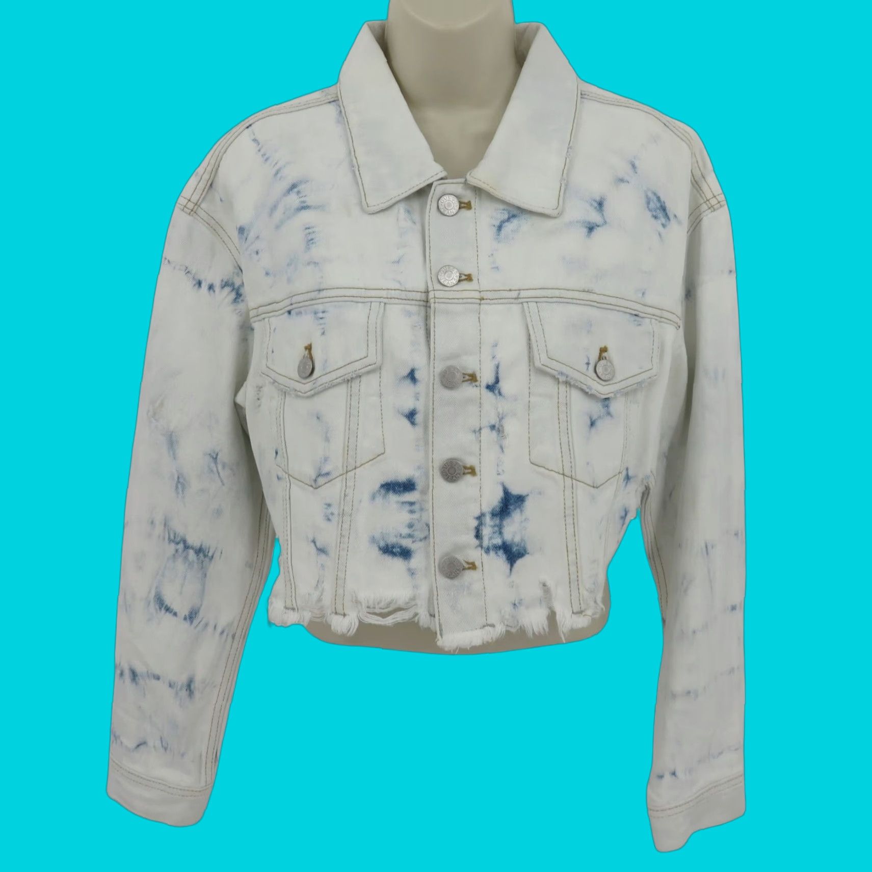 Guess Guess Women Shirt Jacket Regular M White Denim Distressed Bleached Crop NEW Defects Size M / US 6-8 / IT 42-44 - 1 Thumbnail