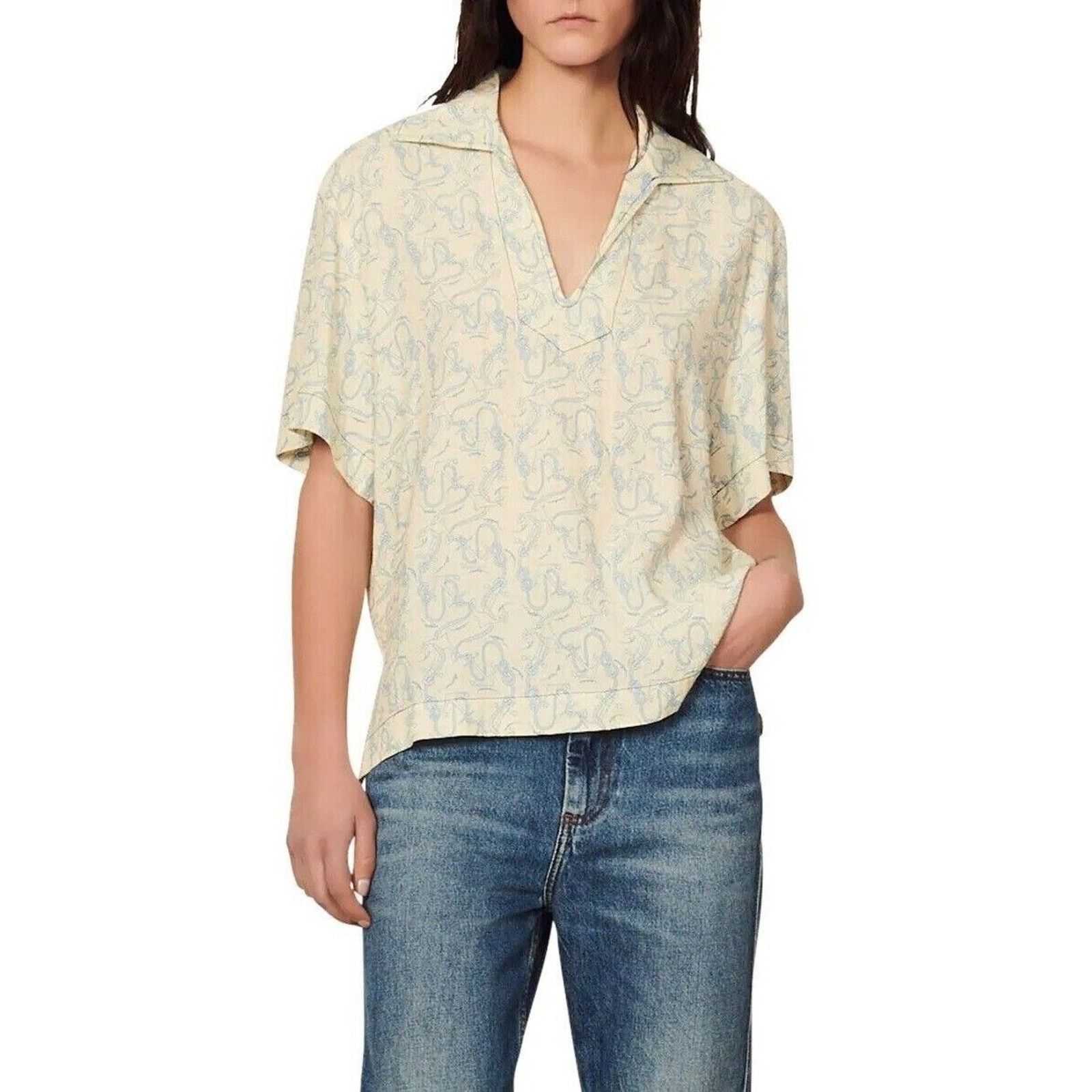 Sandro Sandro Paris Women Ecru Viscose Blouse Size 1 / Small Size S / US 4 / IT 40 - 1 Thumbnail