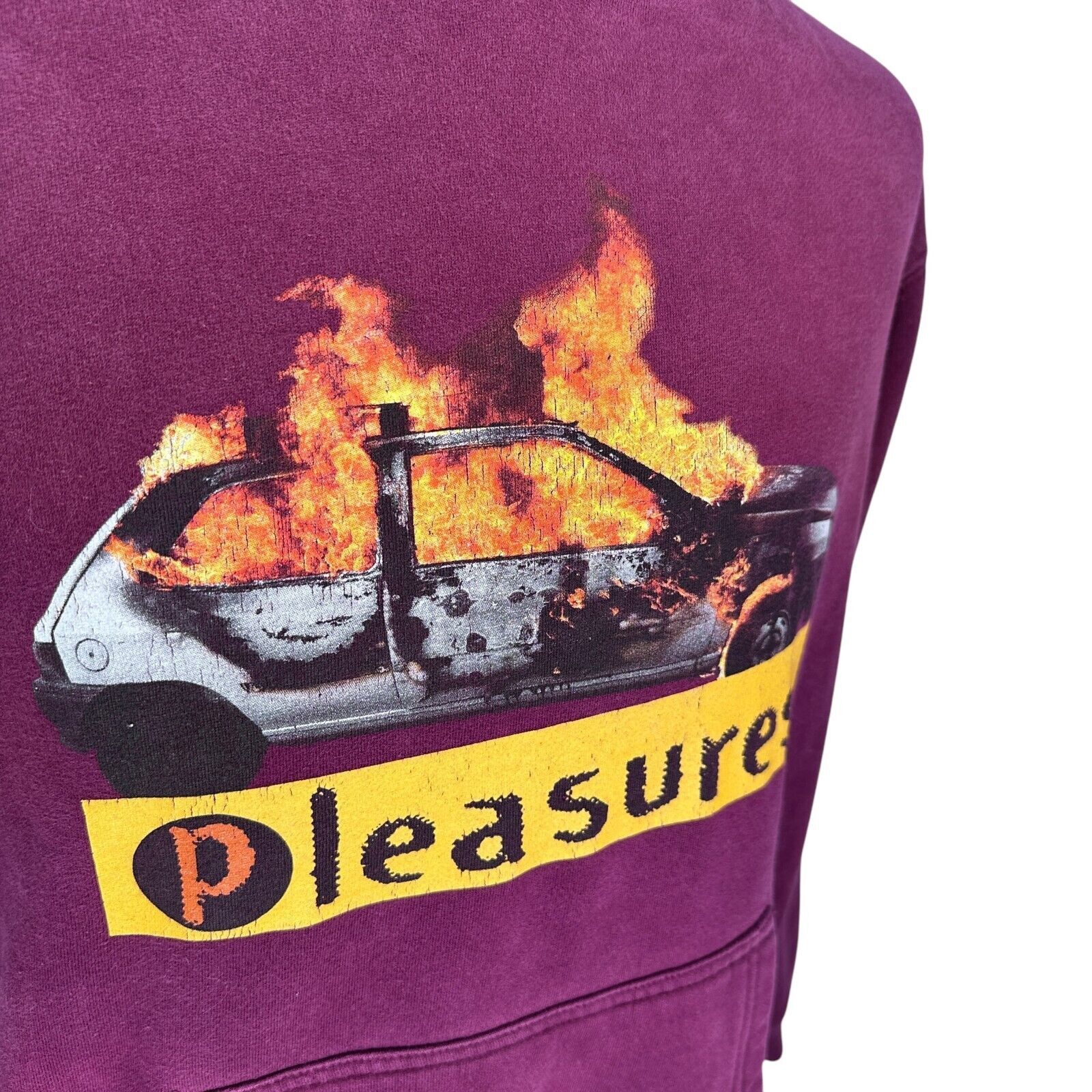 Pleasures Pleasures Burning Car Hoodie Men’s Medium Maroon Cotton Size US M / EU 48-50 / 2 - 2 Thumbnail