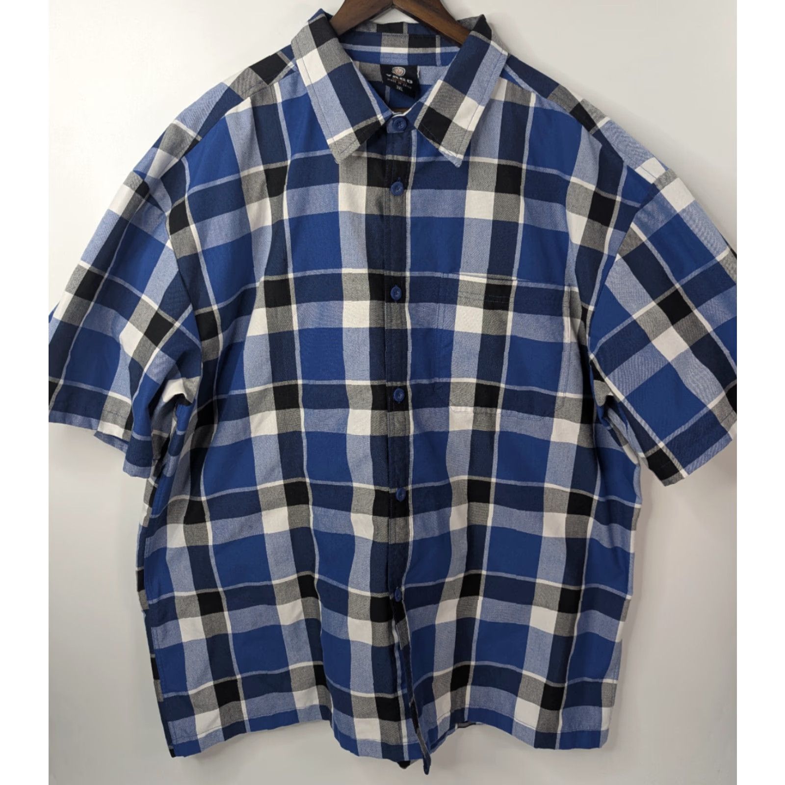 Vintage Yago Button-Up Shirt Men 3XL Short Sleeve Blue Plaid Fashion Casual Workwear Shirt Size US XXL / EU 58 / 5 - 3 Thumbnail