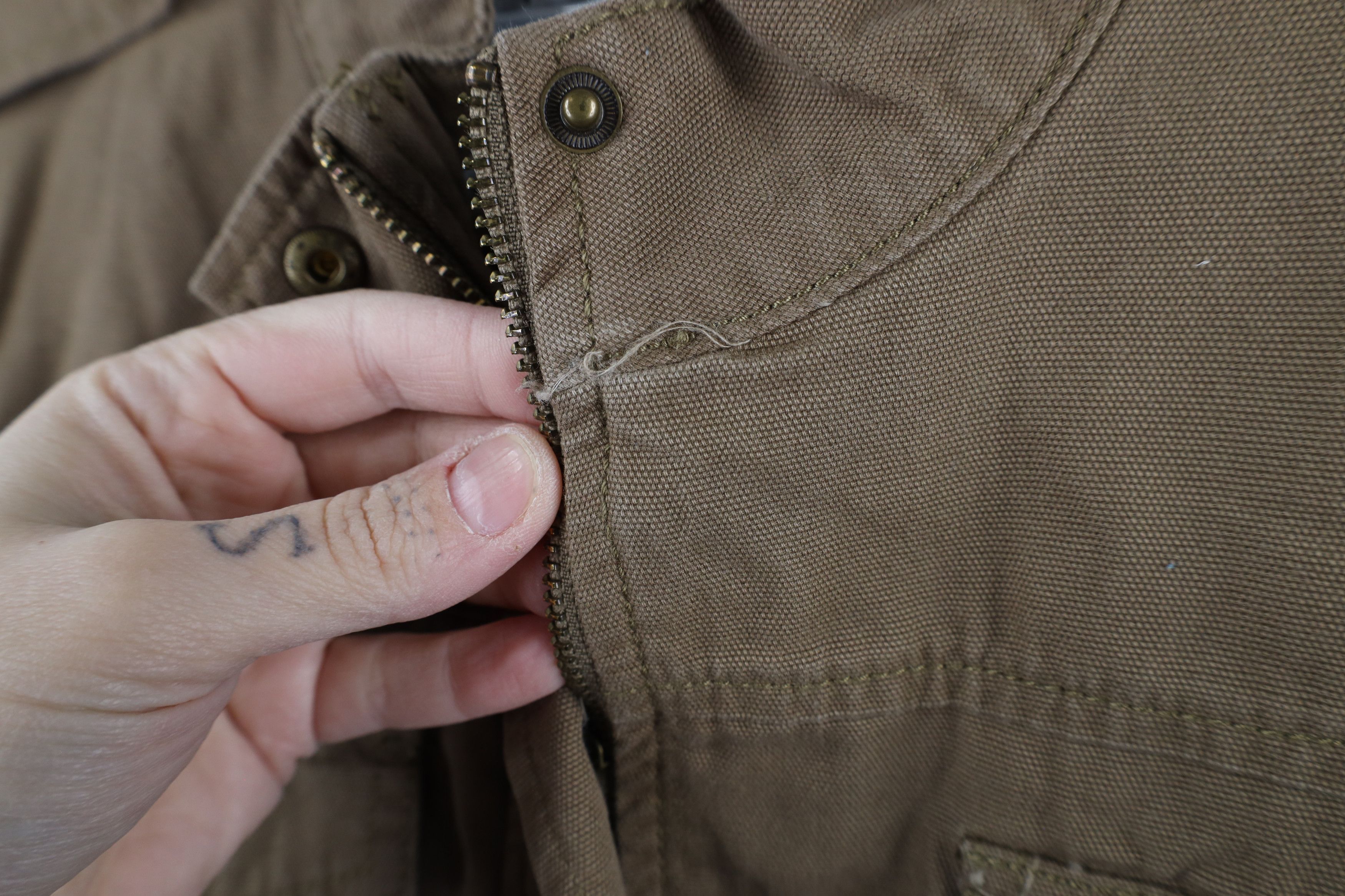 Vintage New Hinge Nordstrom Canvas Military Style Field Jacket Stone Size S / US 4 / IT 40 - 6 Thumbnail