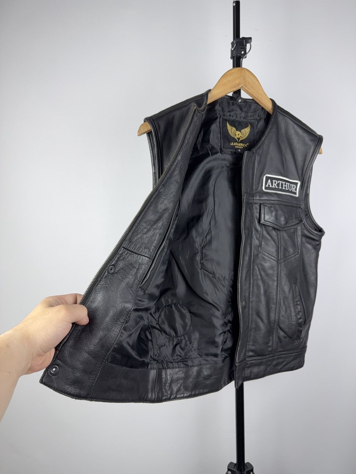 Vintage Real LEATHERICK Leather Biker Moto Racing Vest Skull Patch Size US S / EU 44-46 / 1 - 8 Thumbnail