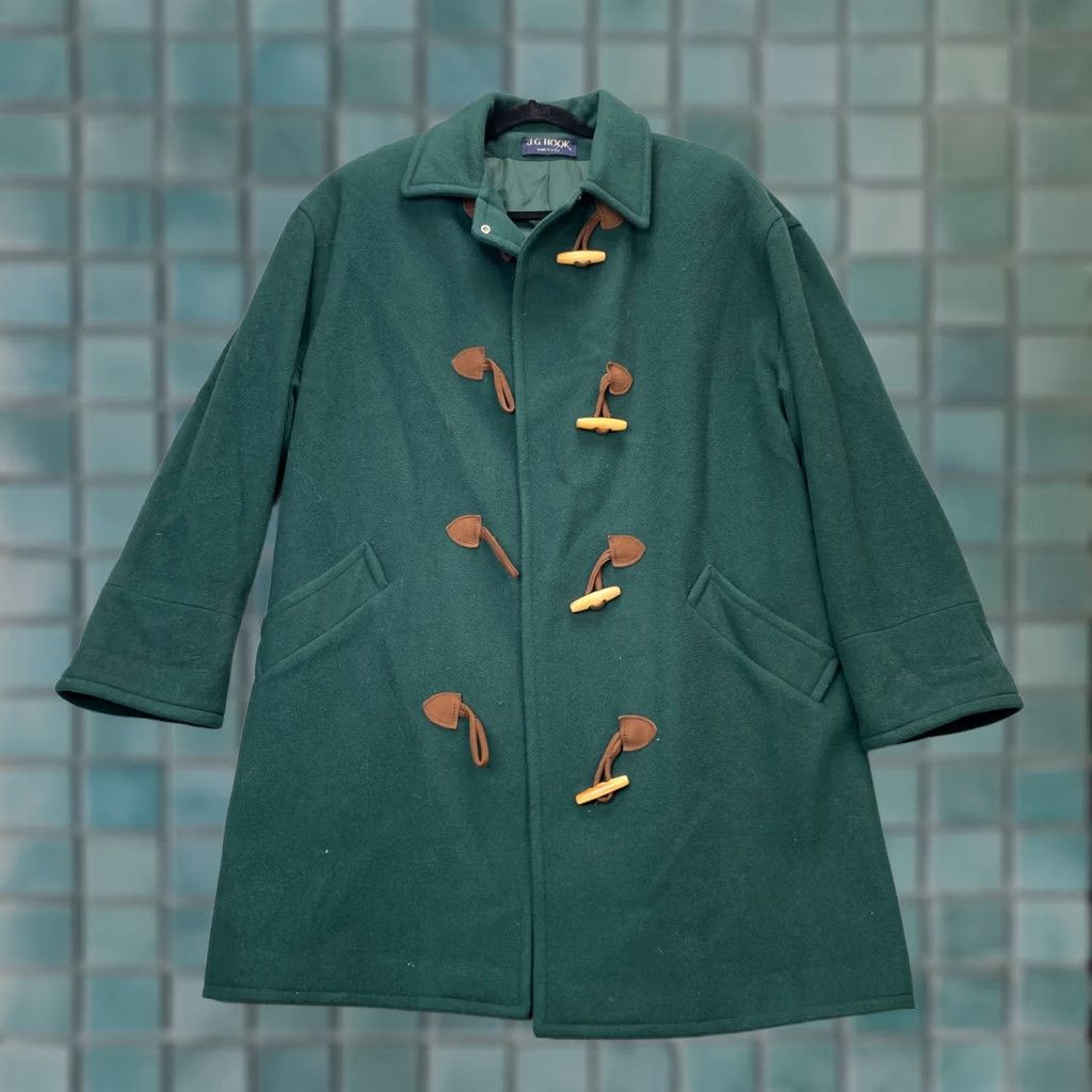 Vintage VINTAGE J.G. Hook Womens Green Pea Coat Jacket 16 Wool Blend Wood Toggle Made USA Size XXL / US 16-18 / IT 52-54 - 1 Thumbnail