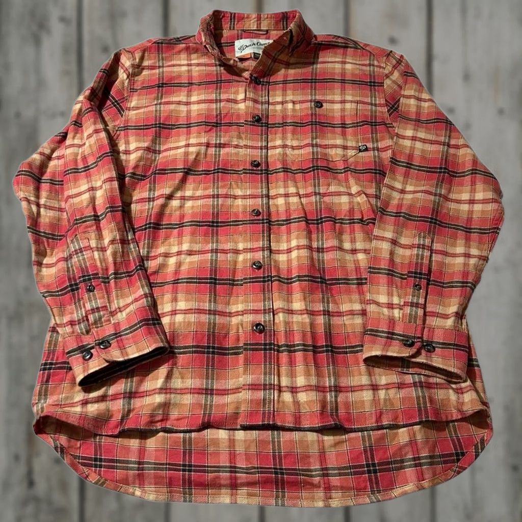 Vintage Duck Camp Plaid Flannel Shirt Mens M Orange Button-Up Shirt Size US M / EU 48-50 / 2 - 1 Thumbnail