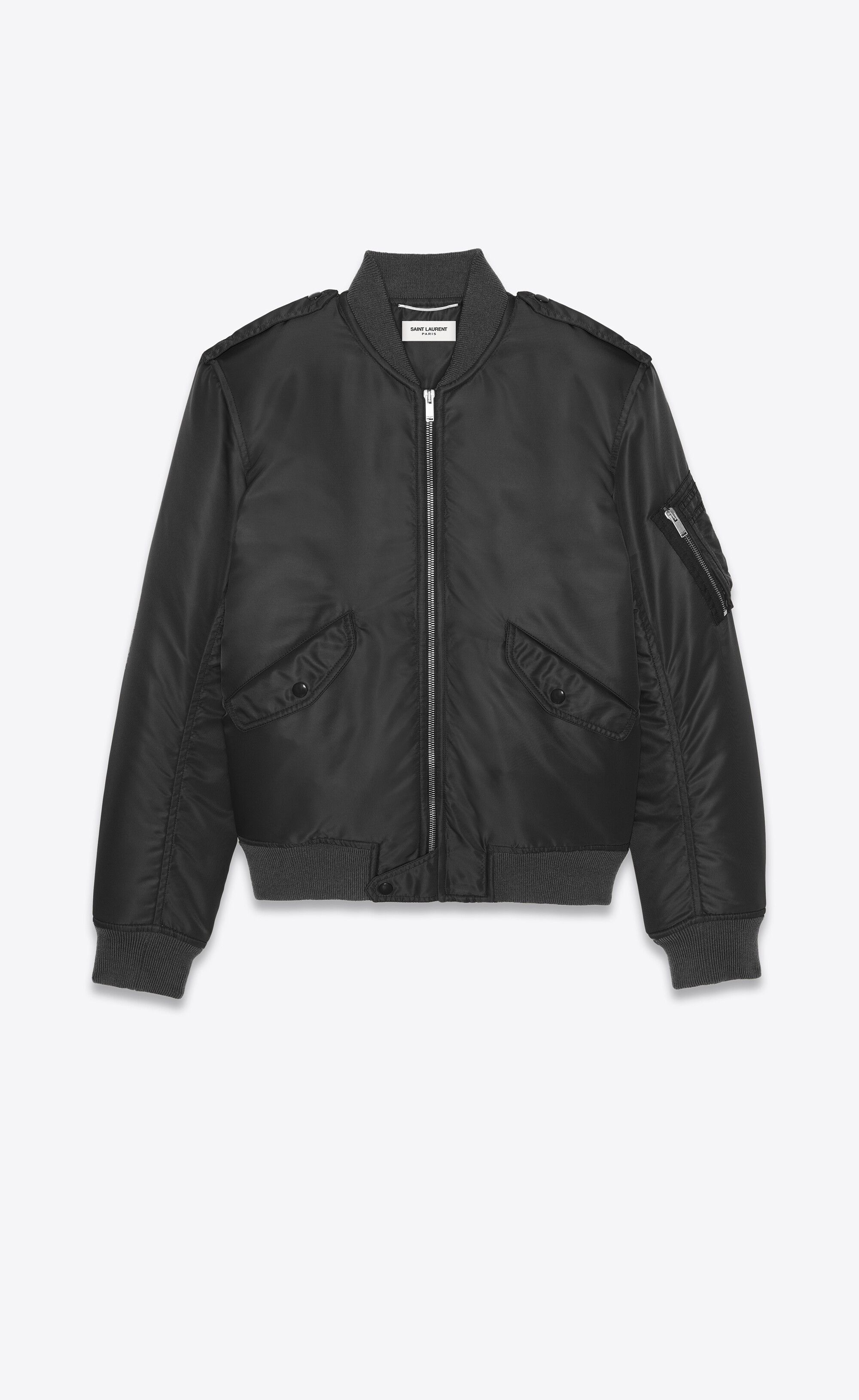 Saint Laurent Paris o1bcso1str0125 Bomber Jacket In Nylon in Black Size US S / EU 44-46 / 1 - 1 Thumbnail