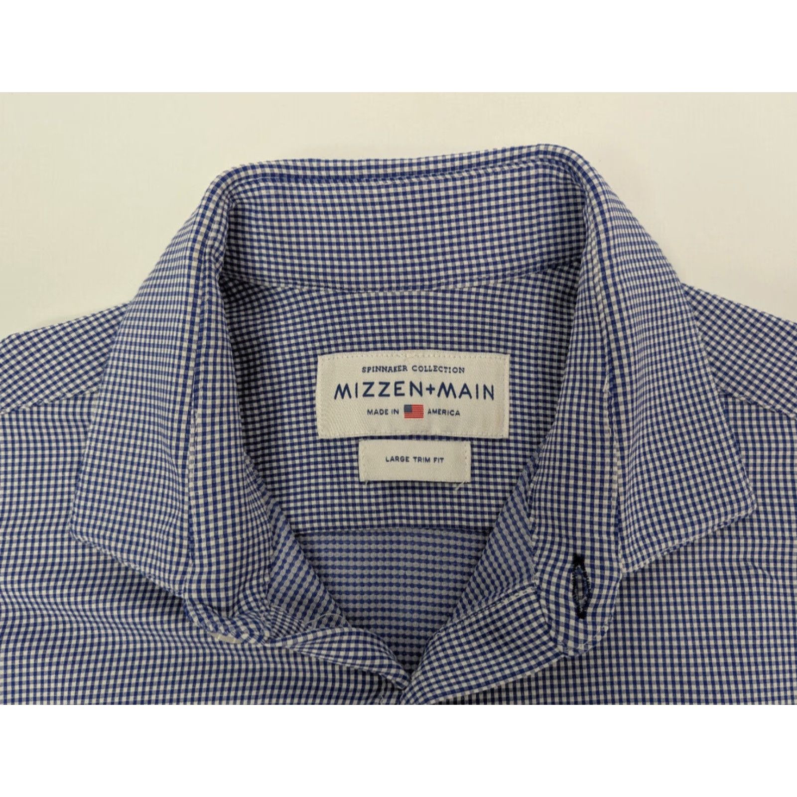 Mizzen+Main Mizzen+Main Check Performance Shirt Men's L Spinnaker Collection Blue Long Sleeve Button-Up Collared Shirt USA, Modern, Casual, Business Mens Size US L / EU 52-54 / 3 - 7 Thumbnail