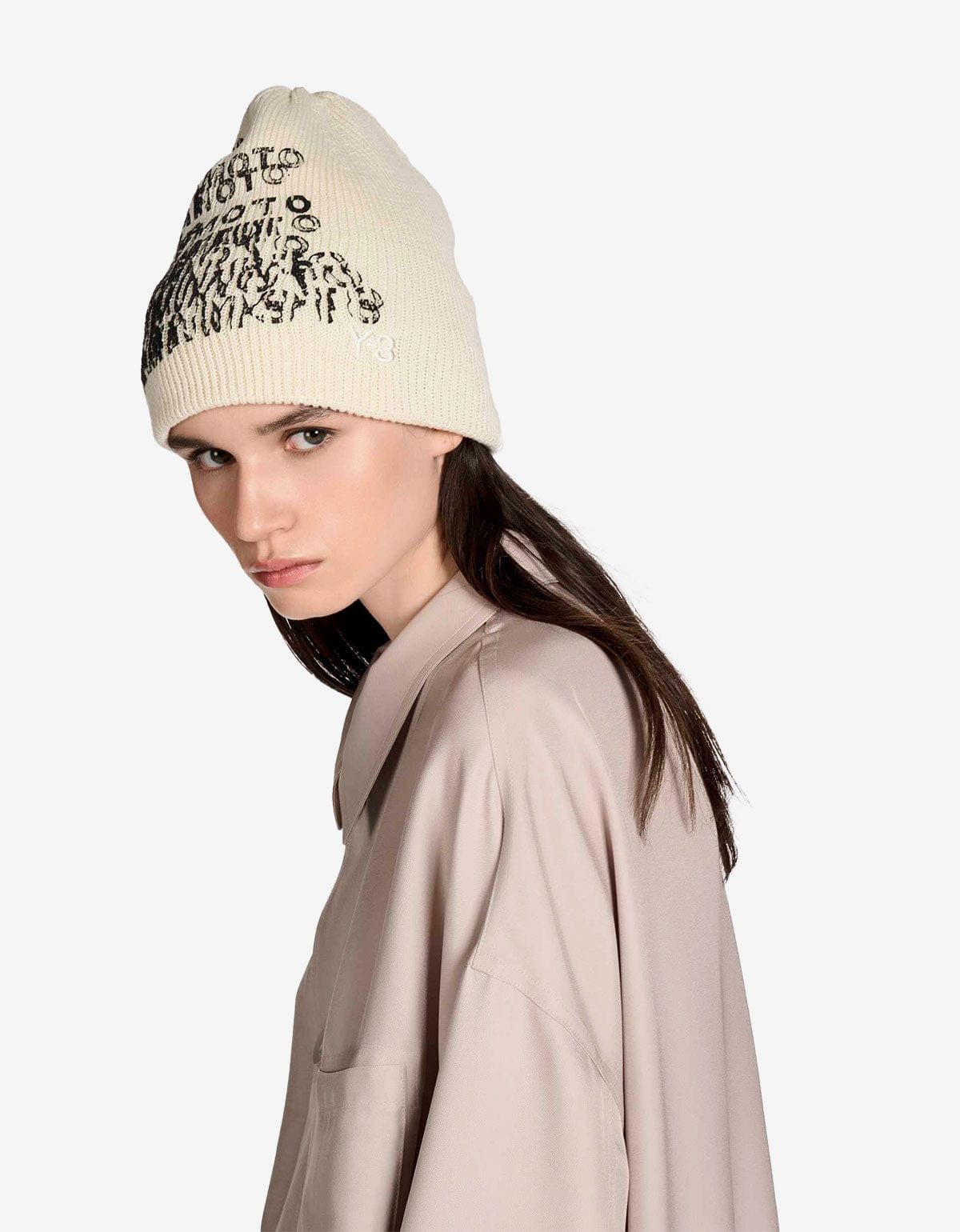 Y-3 Y-3 White Graphic Beanie Hat Size ONE SIZE - 2 Thumbnail