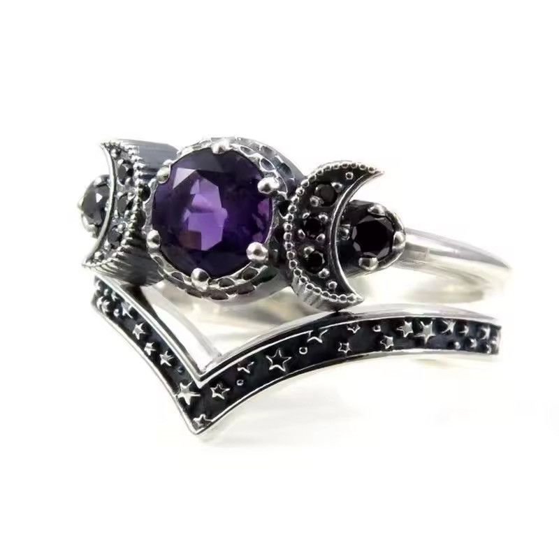 Jewelry luxury exquisite purple ring (size 5-11) Size ONE SIZE - 2 Thumbnail