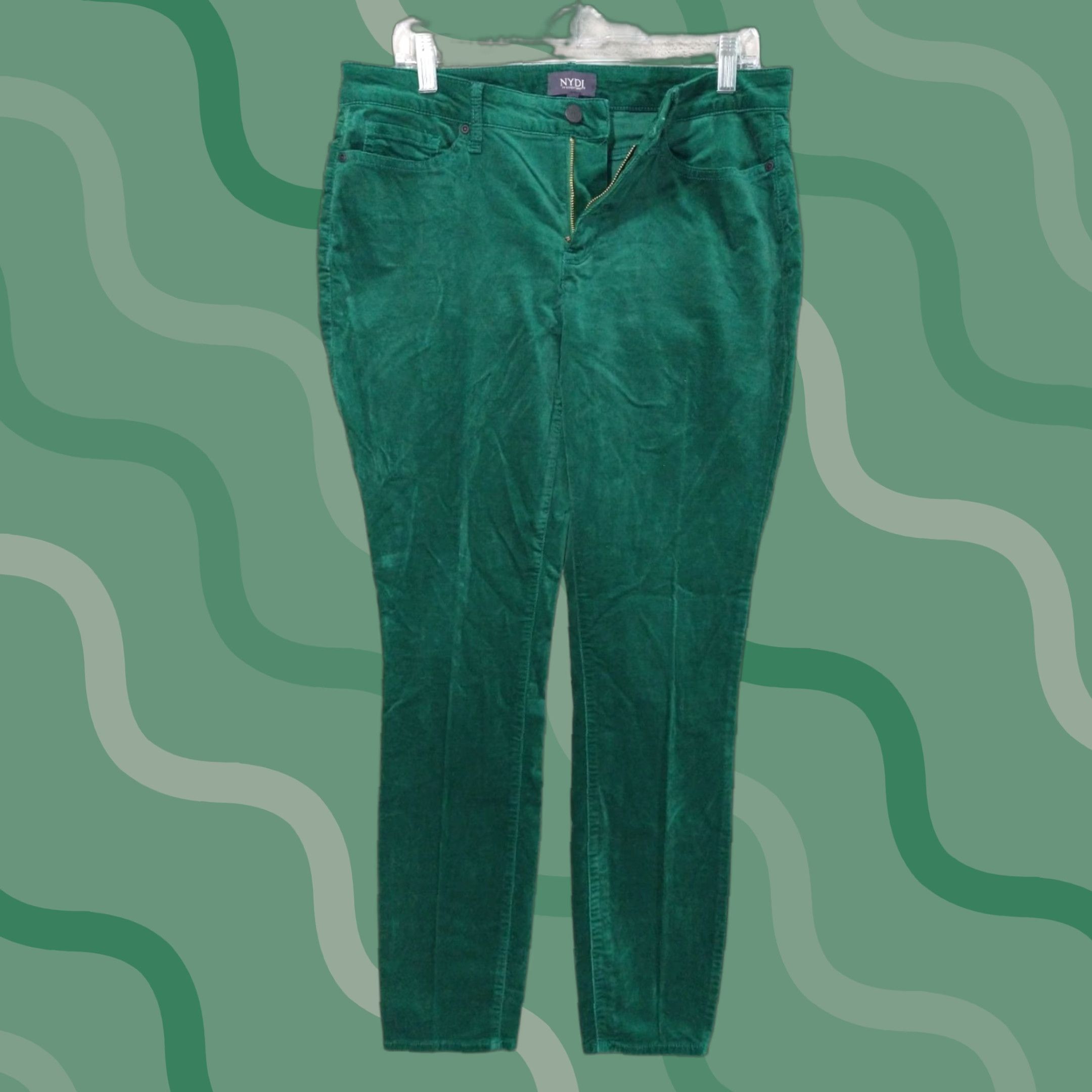 NYDJ NYDJ Jeans Womens 10 Green Brushed Velvet Ami Skinny Lift Tuck Mid Rise Stretch Size 32" / US 10 / IT 46 - 1 Thumbnail