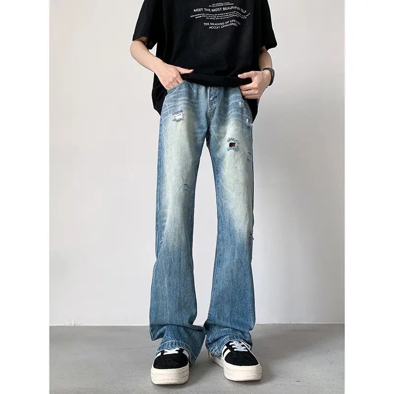 Japanese Brand × Jean Retro loose casual straight leg ripped jeans Size US 32 / EU 48 - 6 Thumbnail