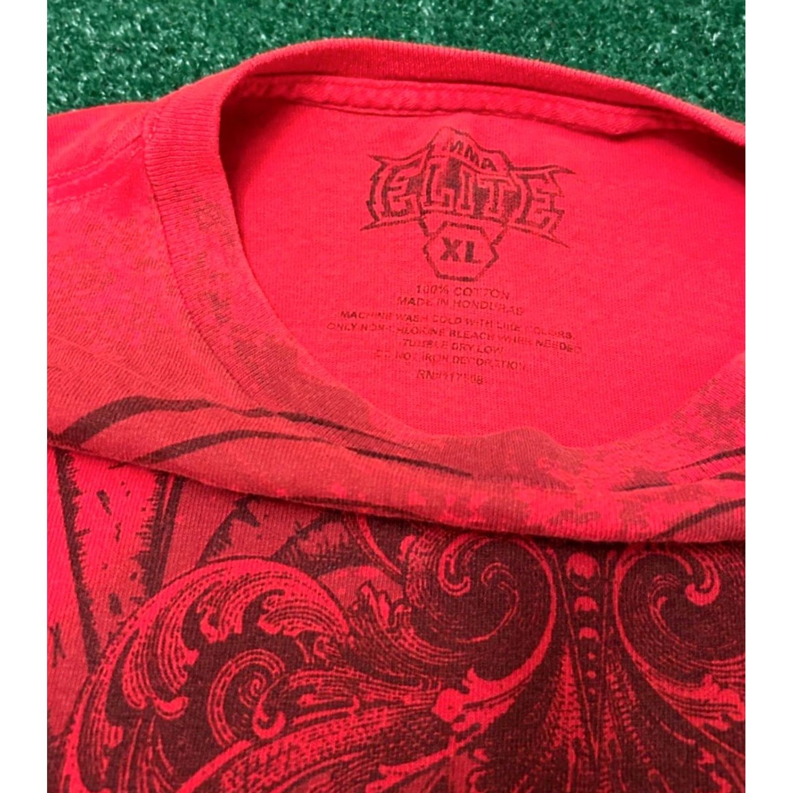 Vintage VINTAGE MMA Elite Shirt XL Red Punk Grunge Skull Cross All Over Print Y2K Mens Size US XL / EU 56 / 4 - 2 Thumbnail