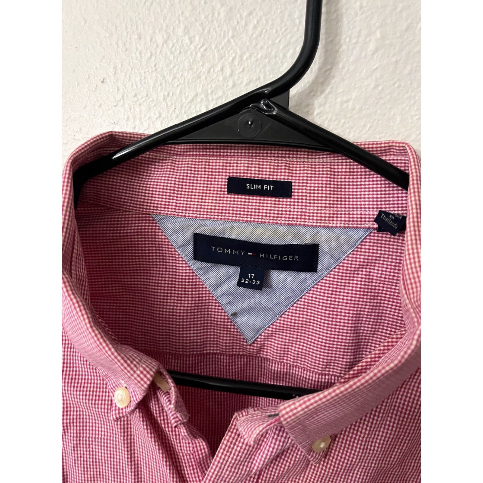 Tommy Hilfiger VINTAGE Tommy Hilfiger Slim Fit Shirt Men 17 Red Plaid Button-Down Long Sleeve 90s Mens Size US XL / EU 56 / 4 - 3 Thumbnail
