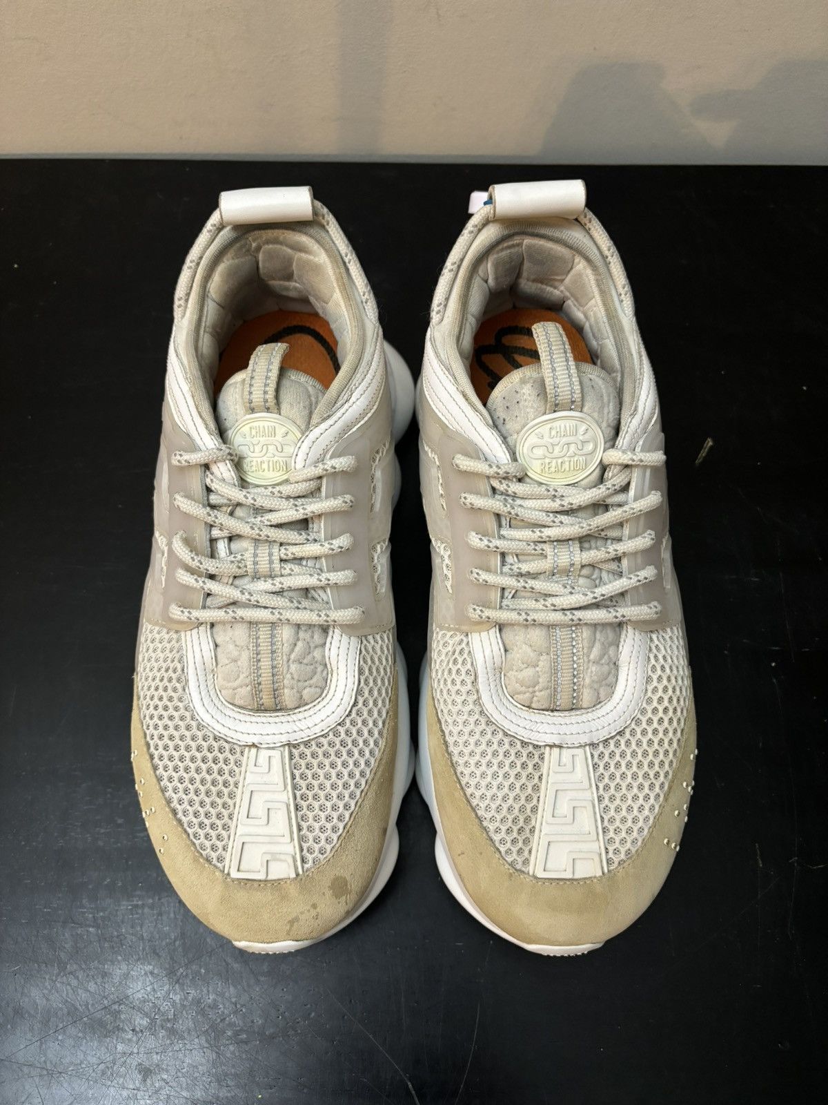 Versace Versace Chain Reaction Suede Sneakers White Size US 7 / EU 40 - 2 Thumbnail