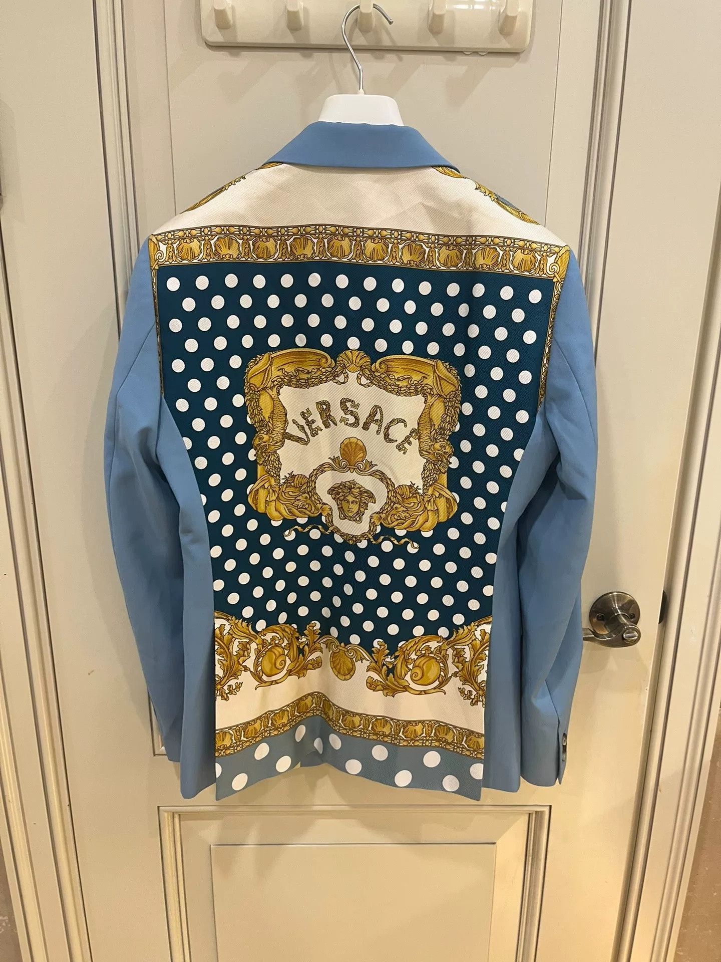 Versace Versace Light Blue Wool Two-Button Blazer Size US M / EU 48-50 / 2 - 4 Thumbnail