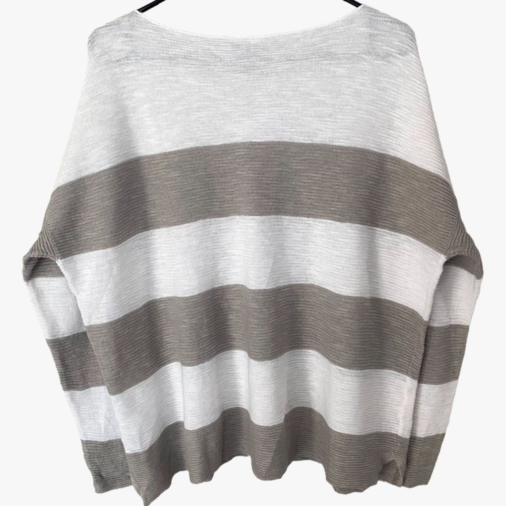 Eileen Fisher Eileen Fisher Women's Blouse Shirt Long Sleeve Organic Linen Cotton Striped Bateau Neck Large White Size L / US 10 / IT 46 - 3 Thumbnail