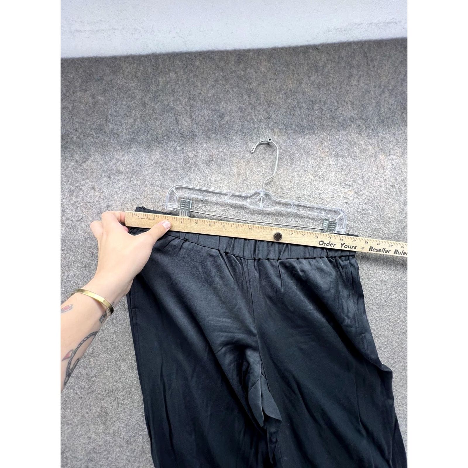 J. Jill J. Jill Pants Womens Medium Black Satin Wide-Leg Elastic Waist Pull On Trousers Size 32" / US 10 / IT 46 - 4 Thumbnail